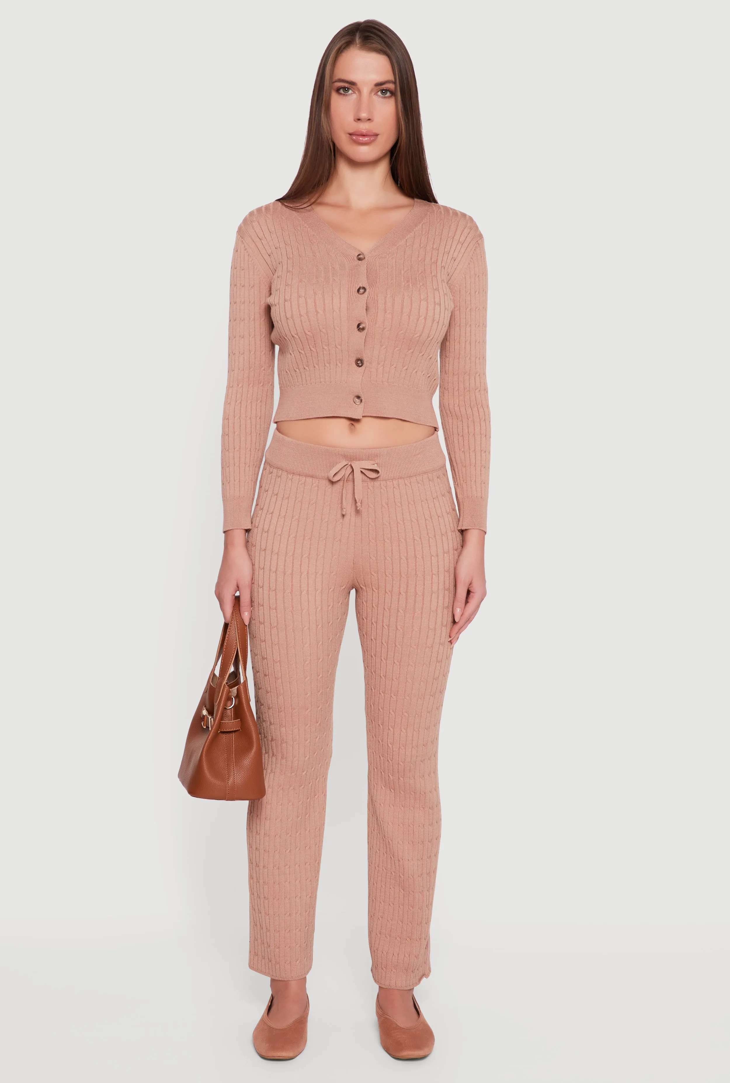 Cable Knit Cropped Button Front Cardigan sold by Rainbow product image thumbnail 3