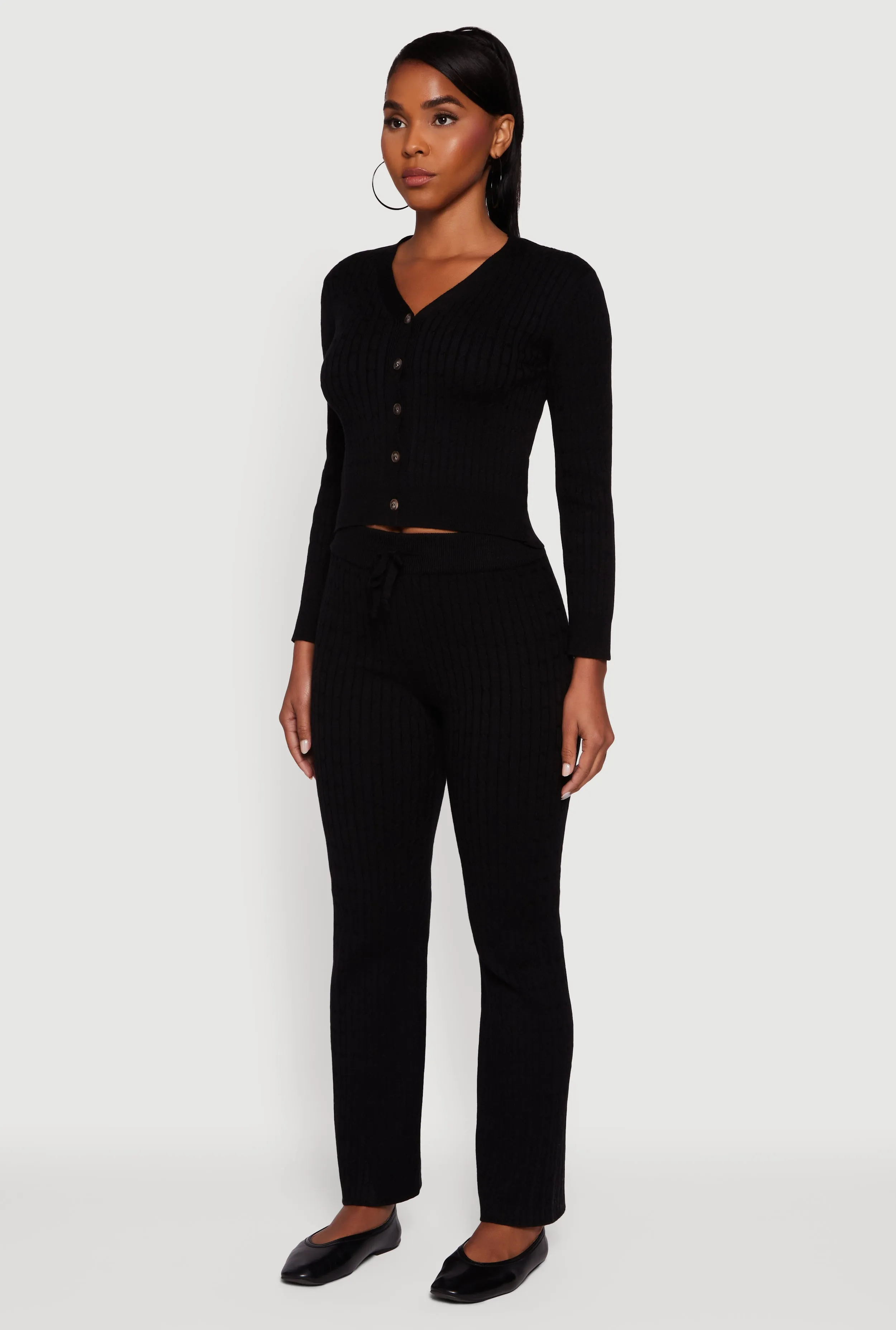 Cable Knit Cropped Button Front Cardigan sold by Rainbow product image thumbnail 5