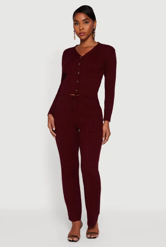 Cable Knit Drawstring Waist Slim Leg Pants sold by Rainbow