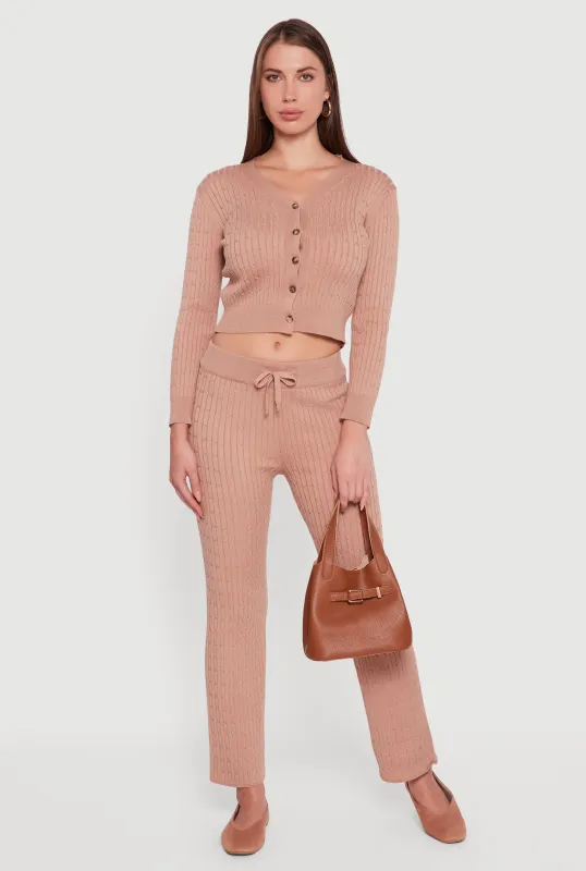 Cable Knit Drawstring Waist Slim Leg Pants sold by Rainbow