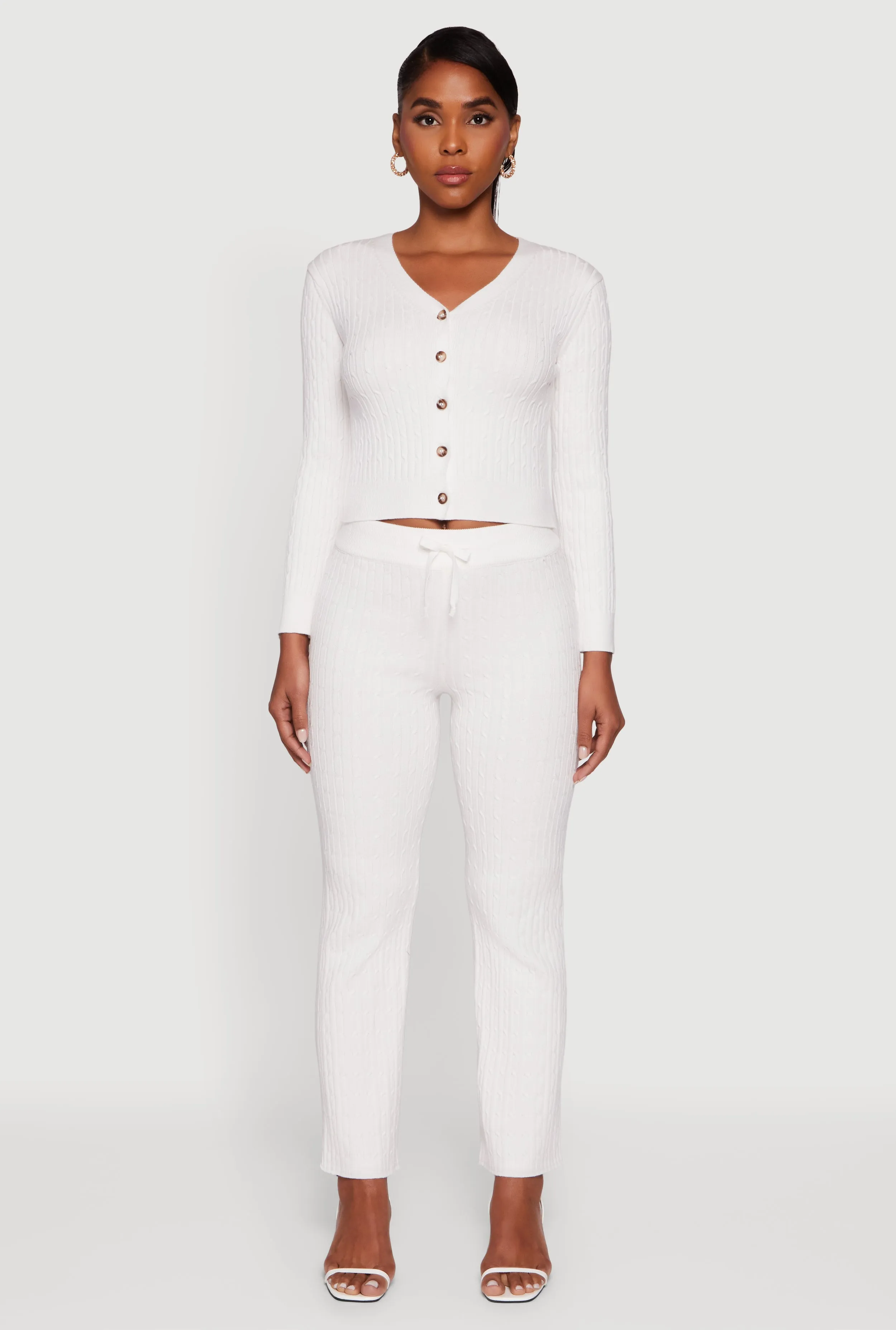 Cable Knit Drawstring Waist Slim Leg Pants sold by Rainbow product image thumbnail 2