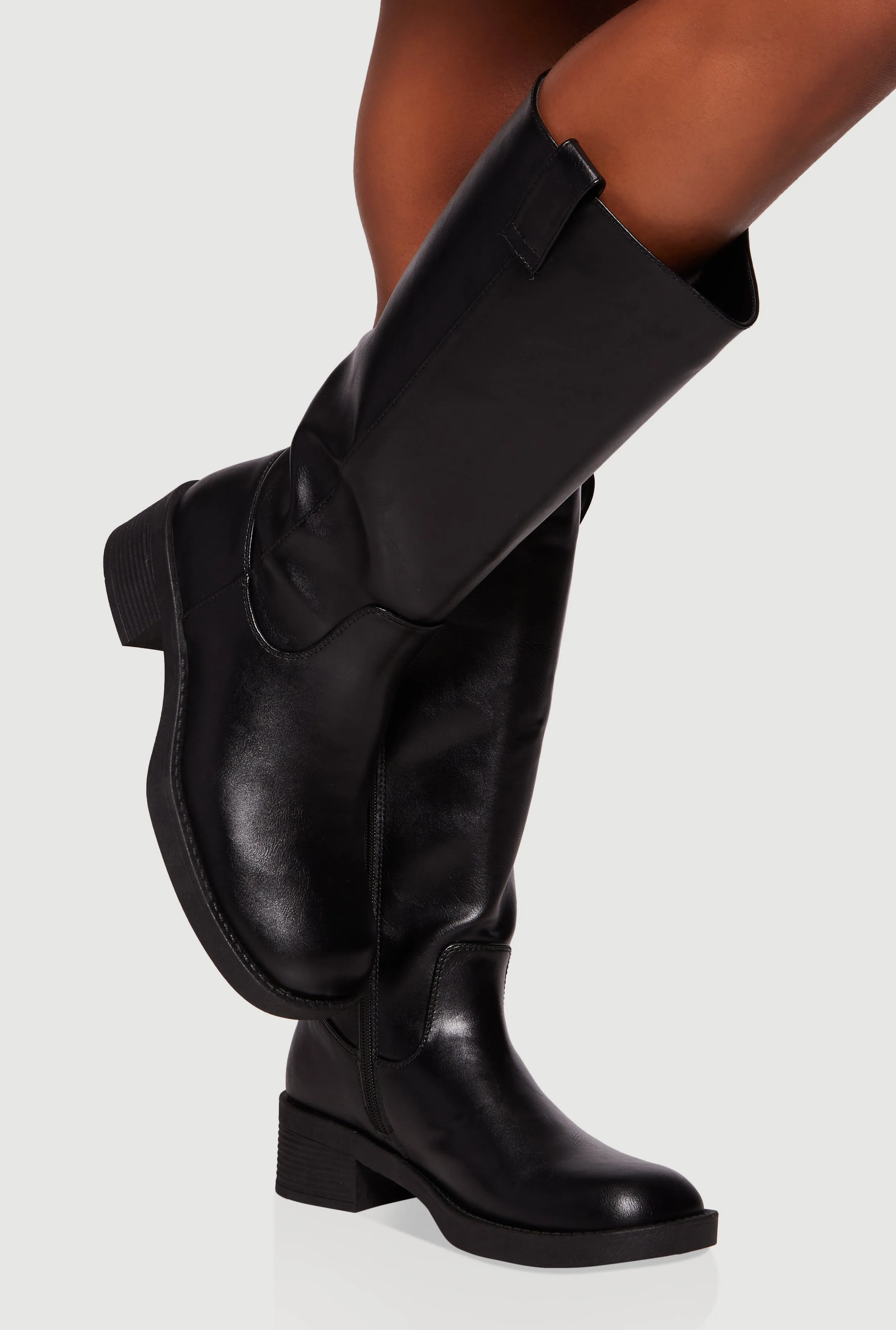 Side Pull Tab Square Toe Block Heel Tall Boots sold by Rainbow product image thumbnail 2