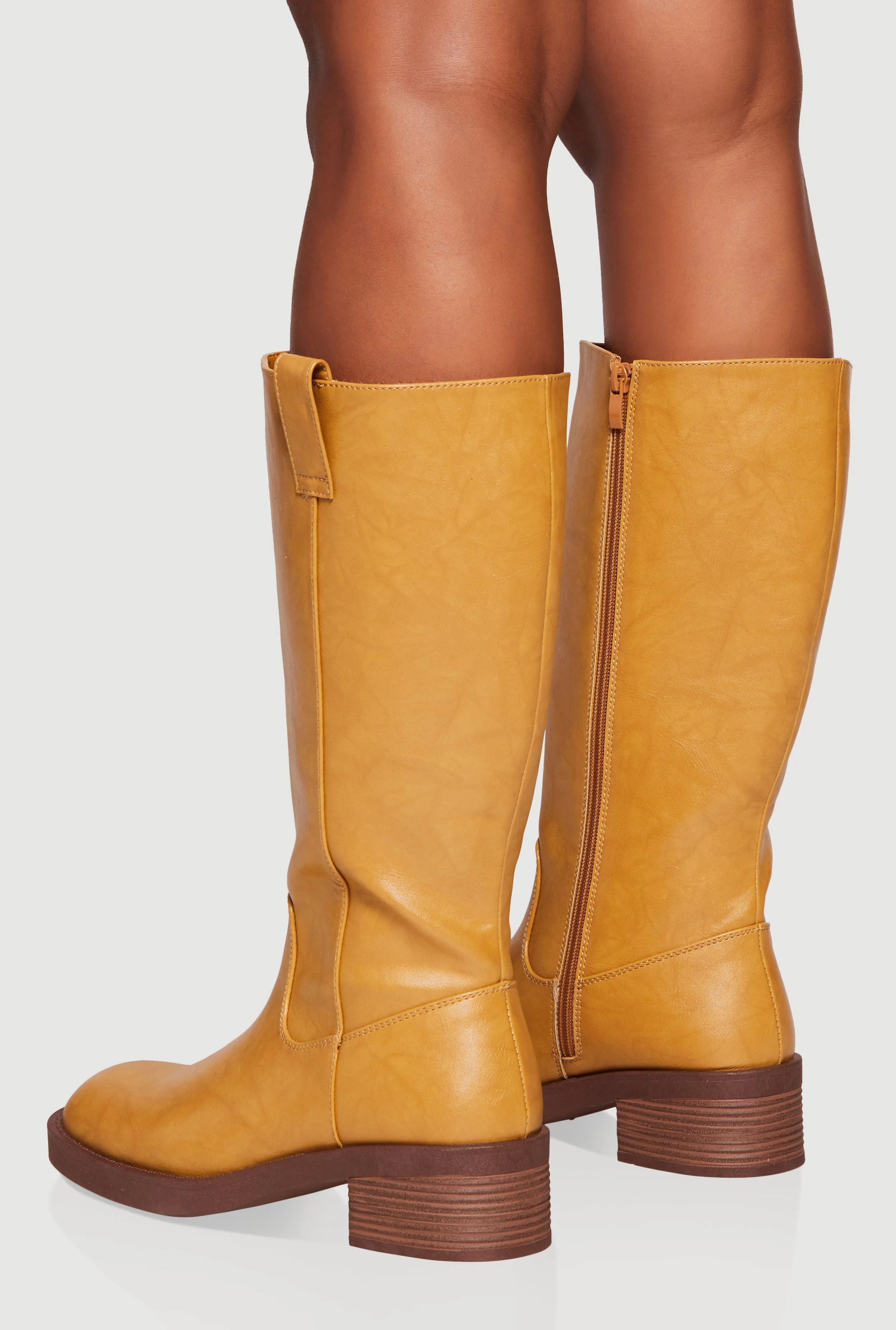 Side Pull Tab Square Toe Block Heel Tall Boots sold by Rainbow product image thumbnail 3