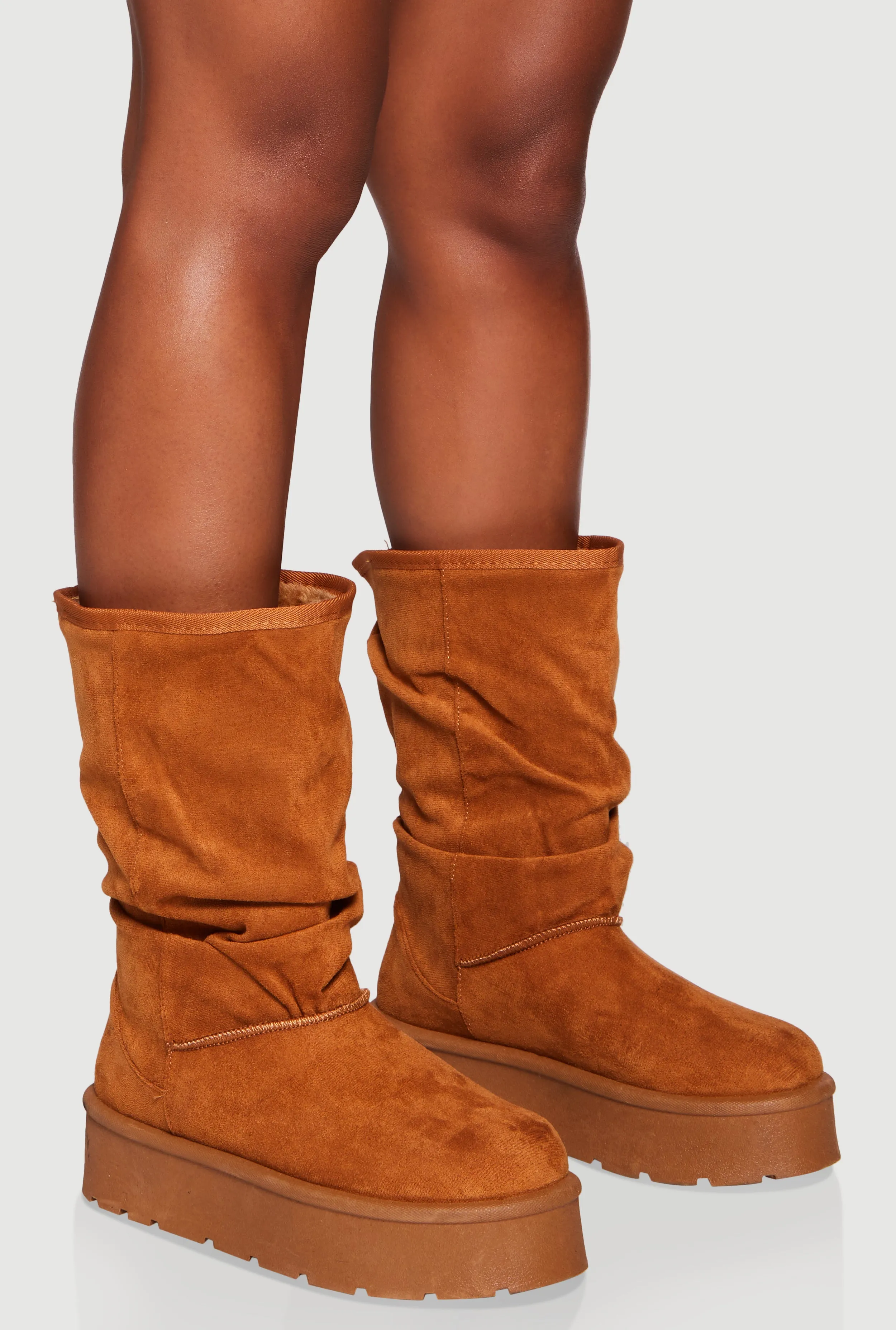 Faux Fur Lined Round Toe Platform Slouch Boots sold by Rainbow product image thumbnail 2