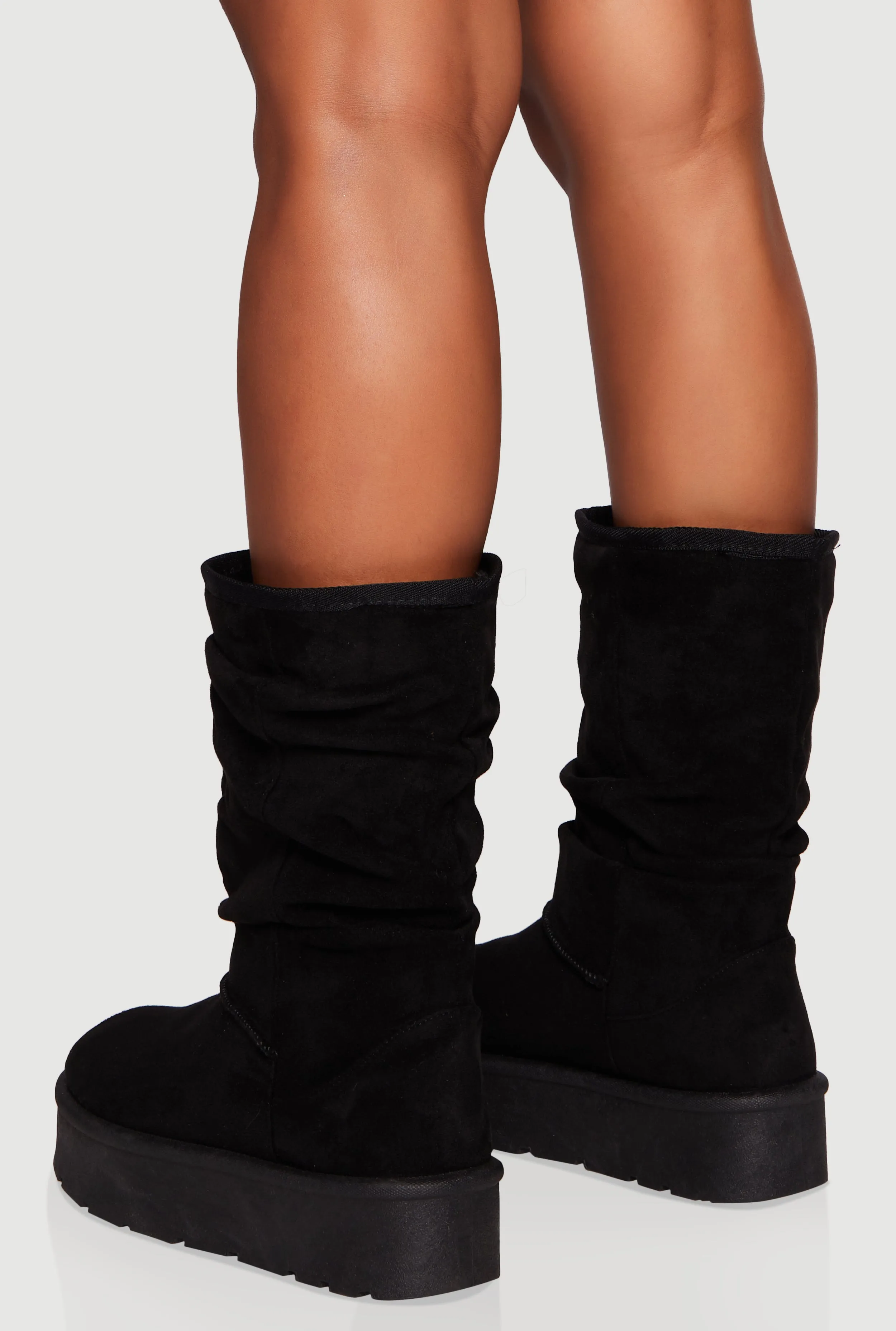 Faux Fur Lined Round Toe Platform Slouch Boots sold by Rainbow product image thumbnail 3