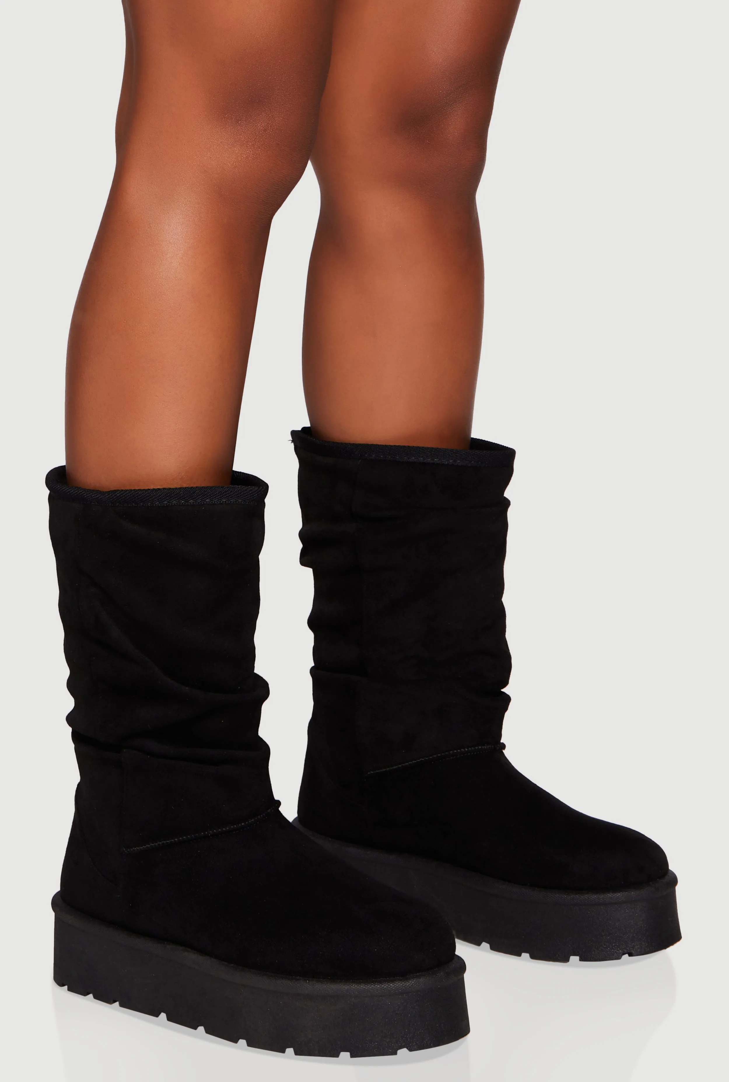 Faux Fur Lined Round Toe Platform Slouch Boots sold by Rainbow product image thumbnail 2