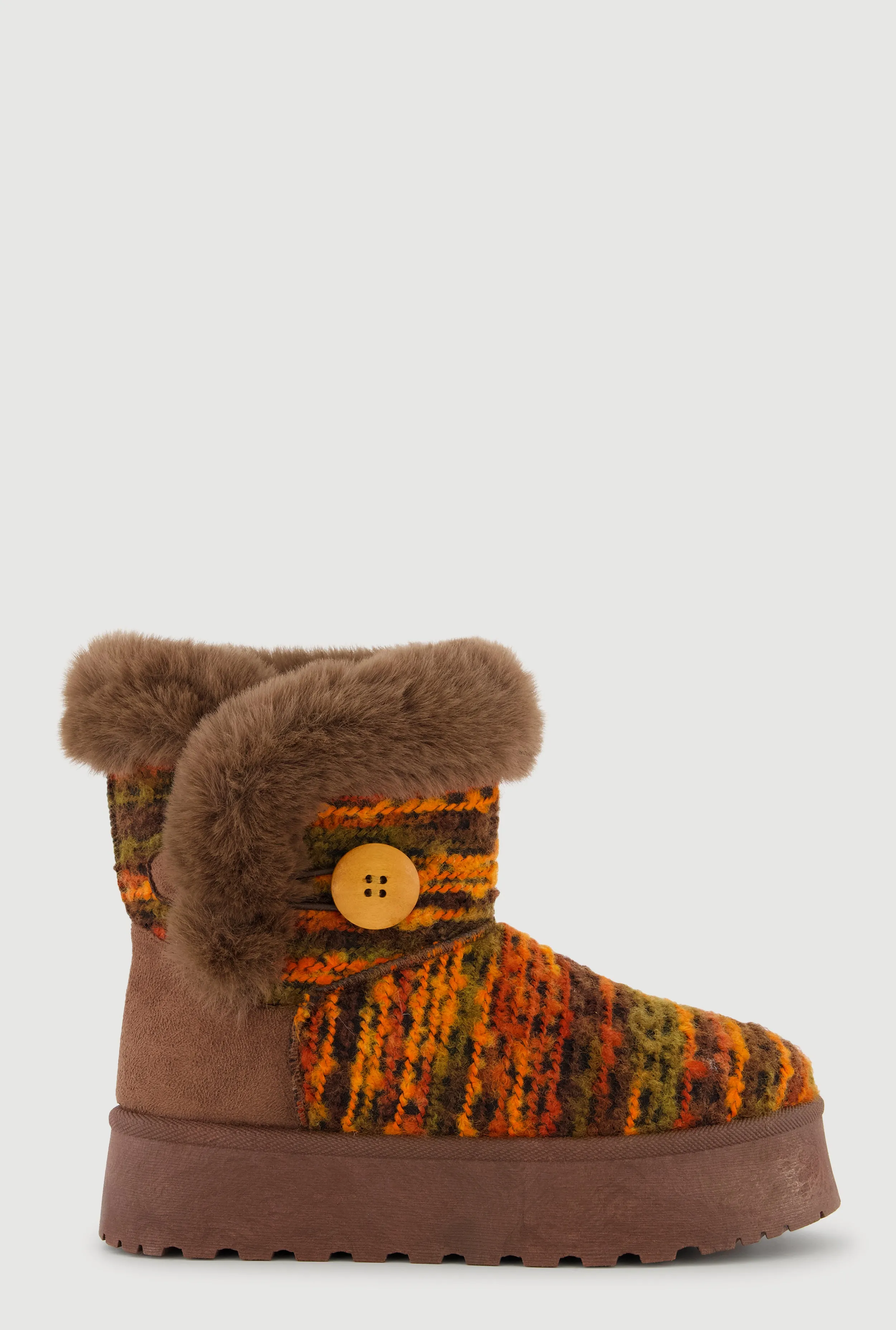 Faux Fur Lined Button Loop Platform Booties sold by Rainbow product image thumbnail 2