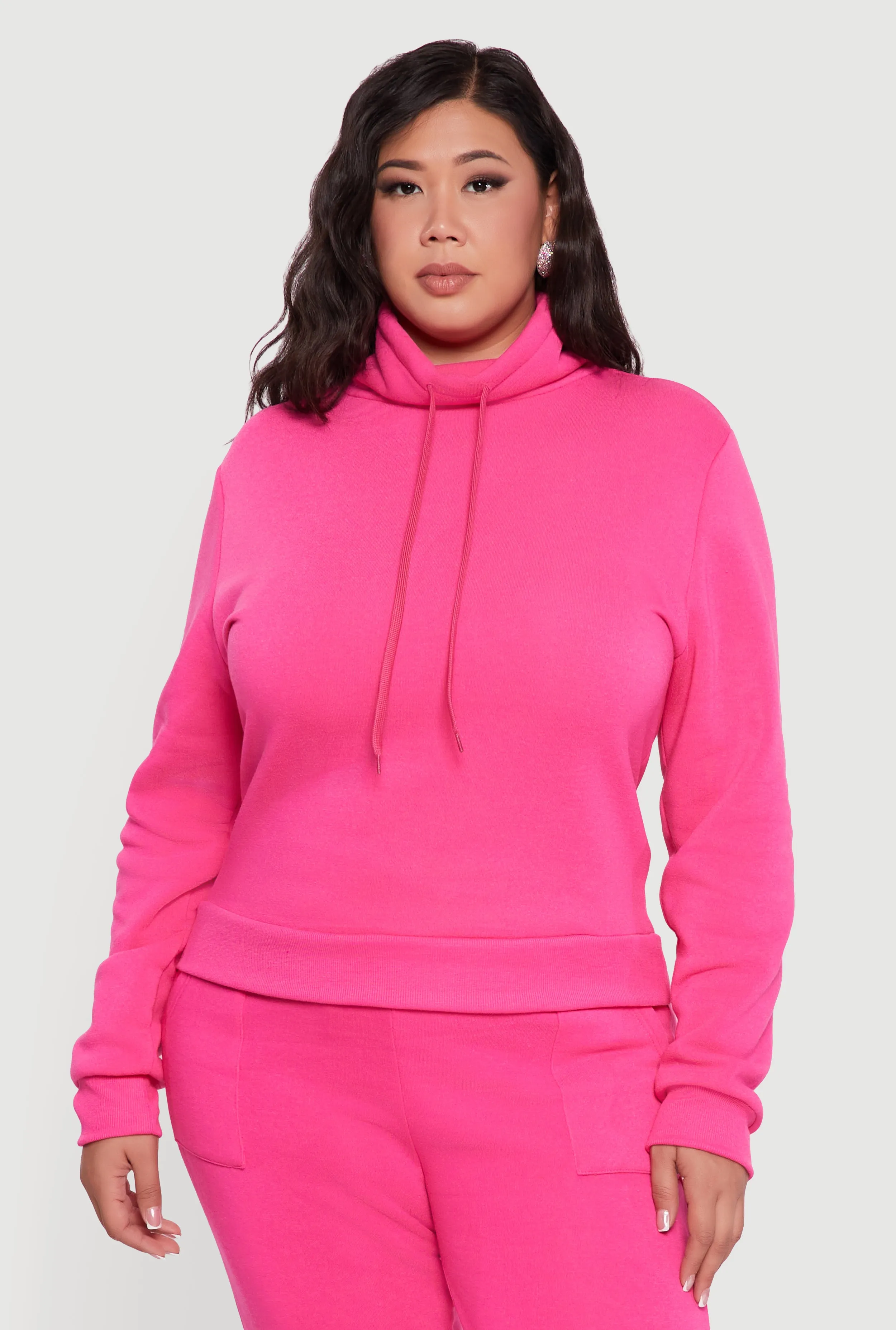 Plus Size Fleece Funnel Neck Pullover Sweatshirt sold by Rainbow