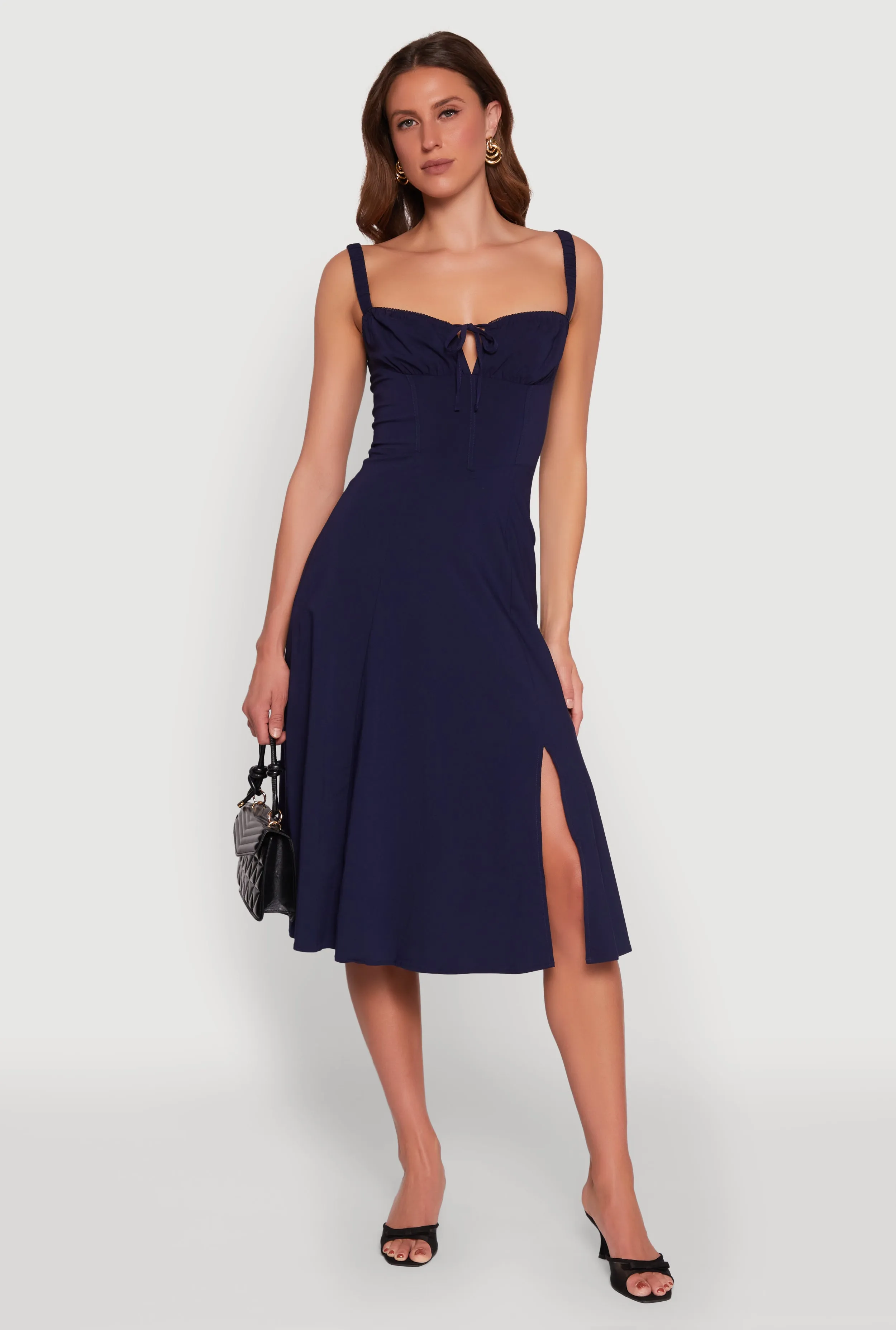 Chic Ruched Lace Up Sleeveless Sundress sold by Rainbow product image thumbnail 4