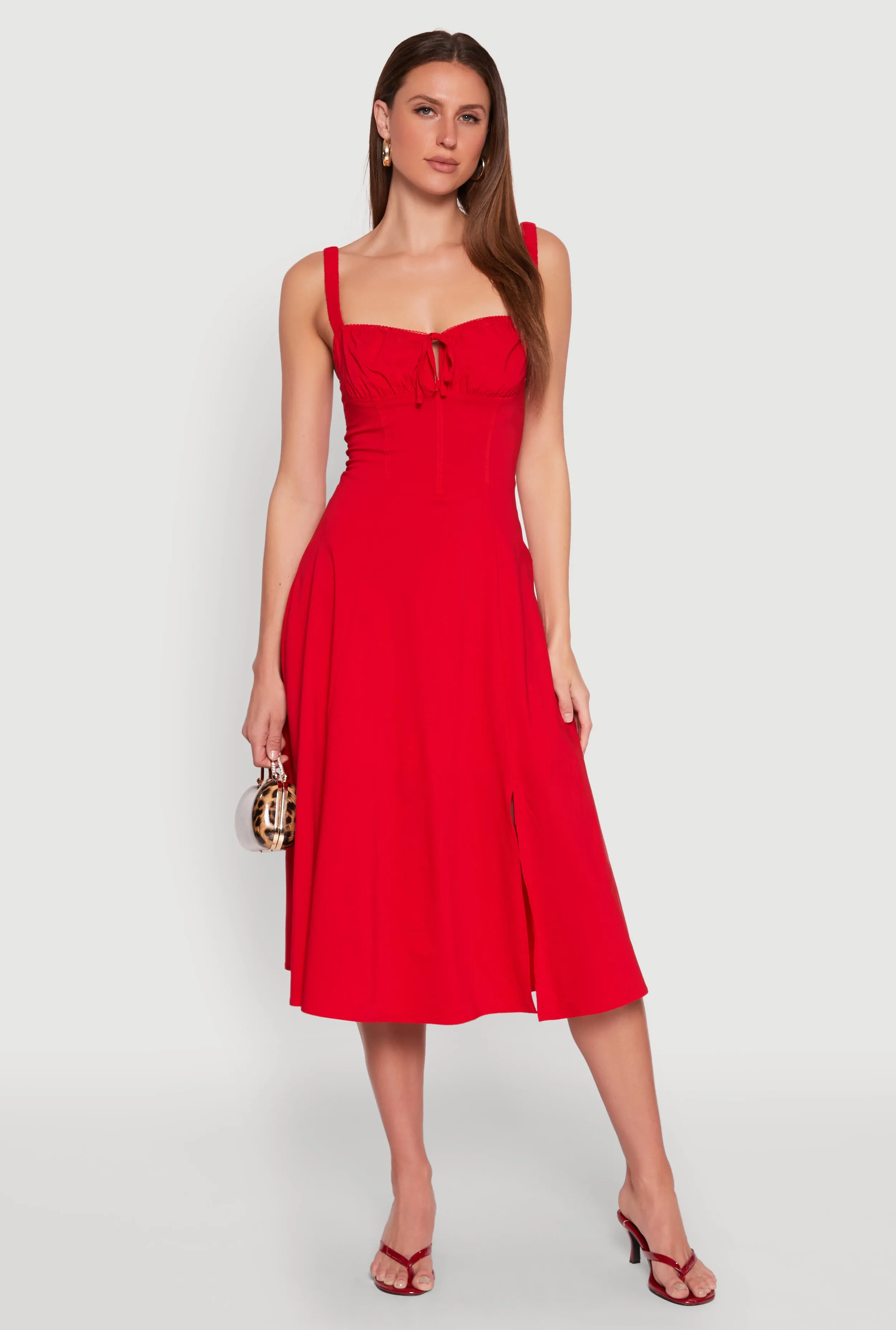 Chic Ruched Lace Up Sleeveless Sundress sold by Rainbow product image thumbnail 5