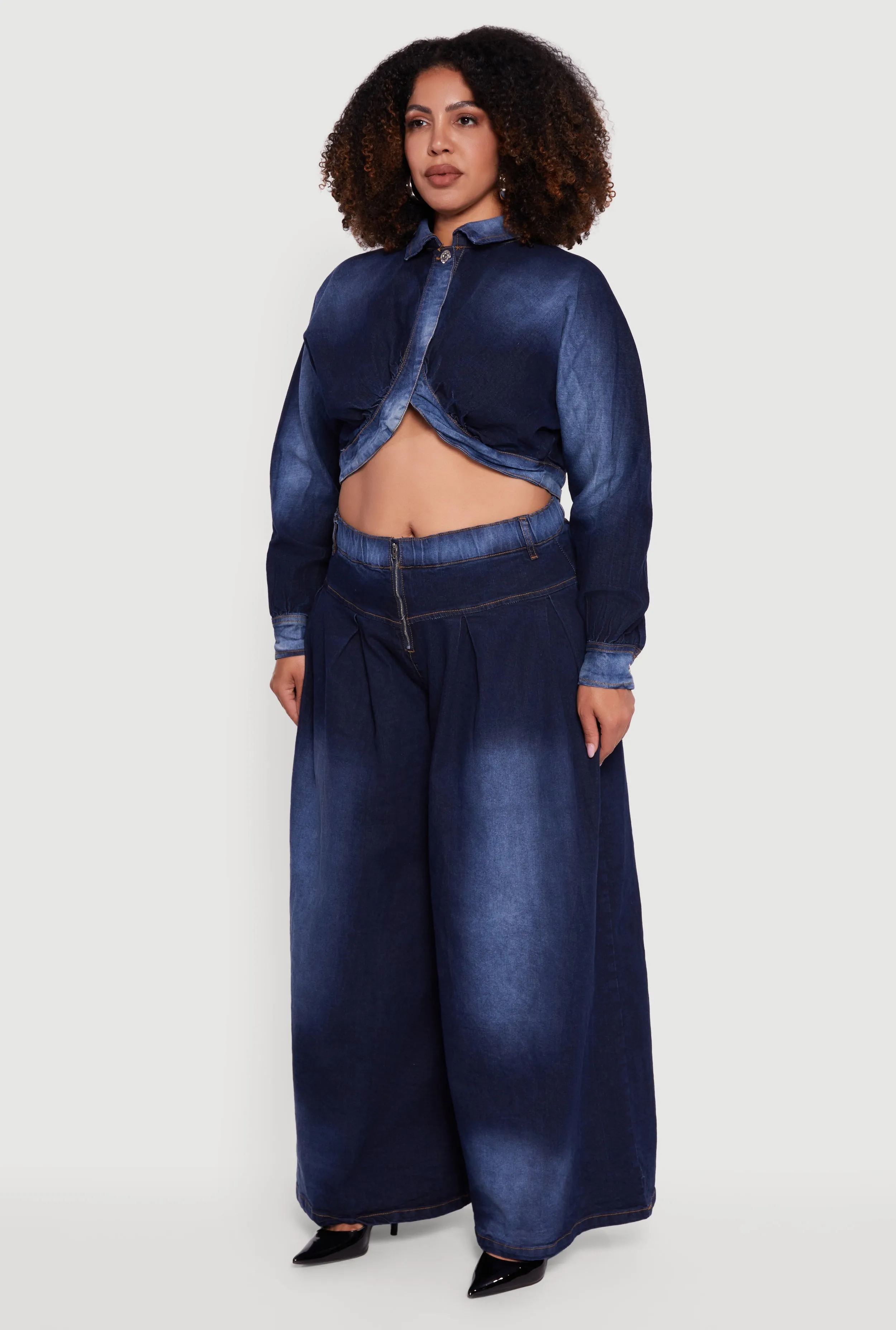 Plus Size One Button Denim Bolero Jacket sold by Rainbow product image thumbnail 5