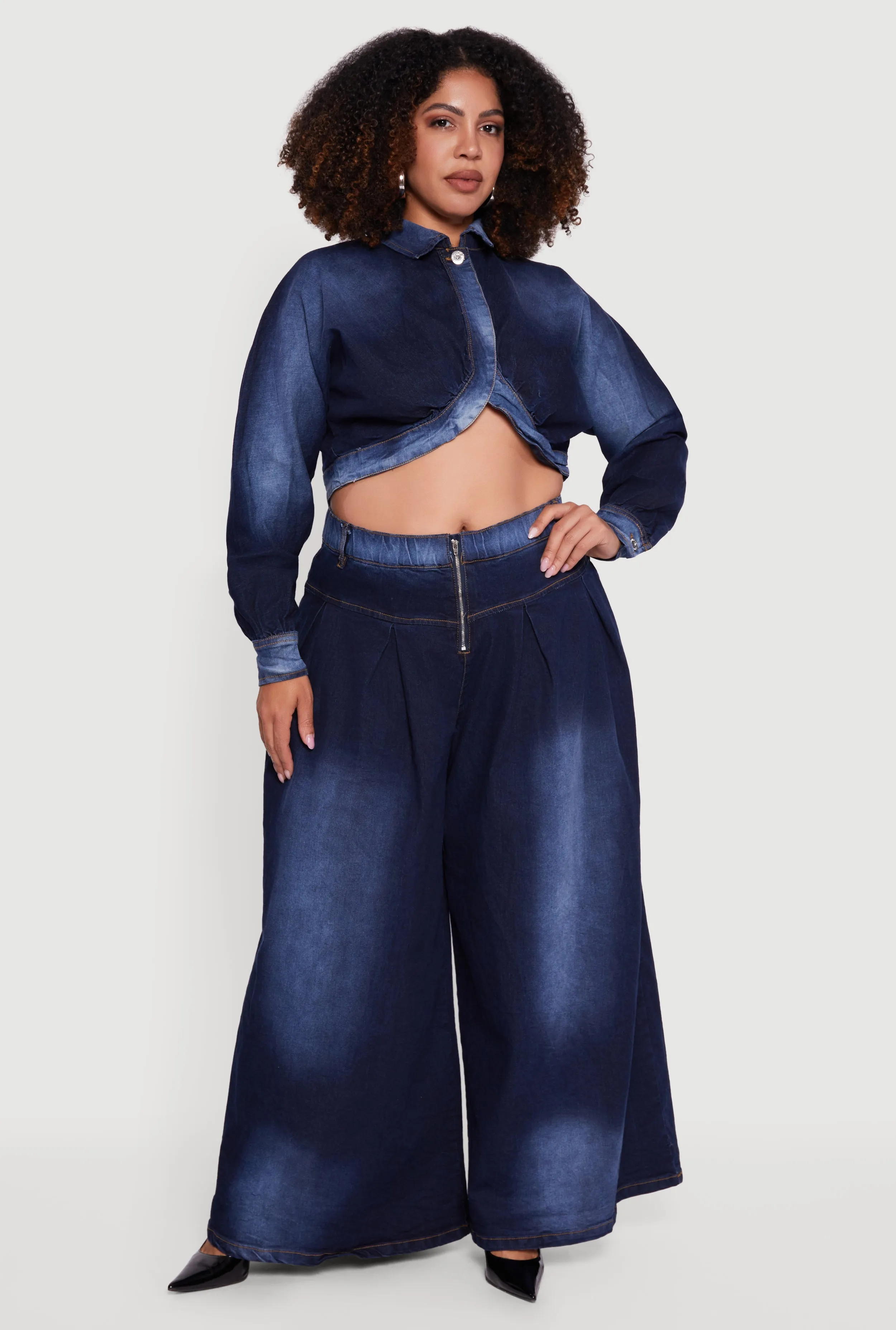 Plus Size One Button Denim Bolero Jacket sold by Rainbow product image thumbnail 2