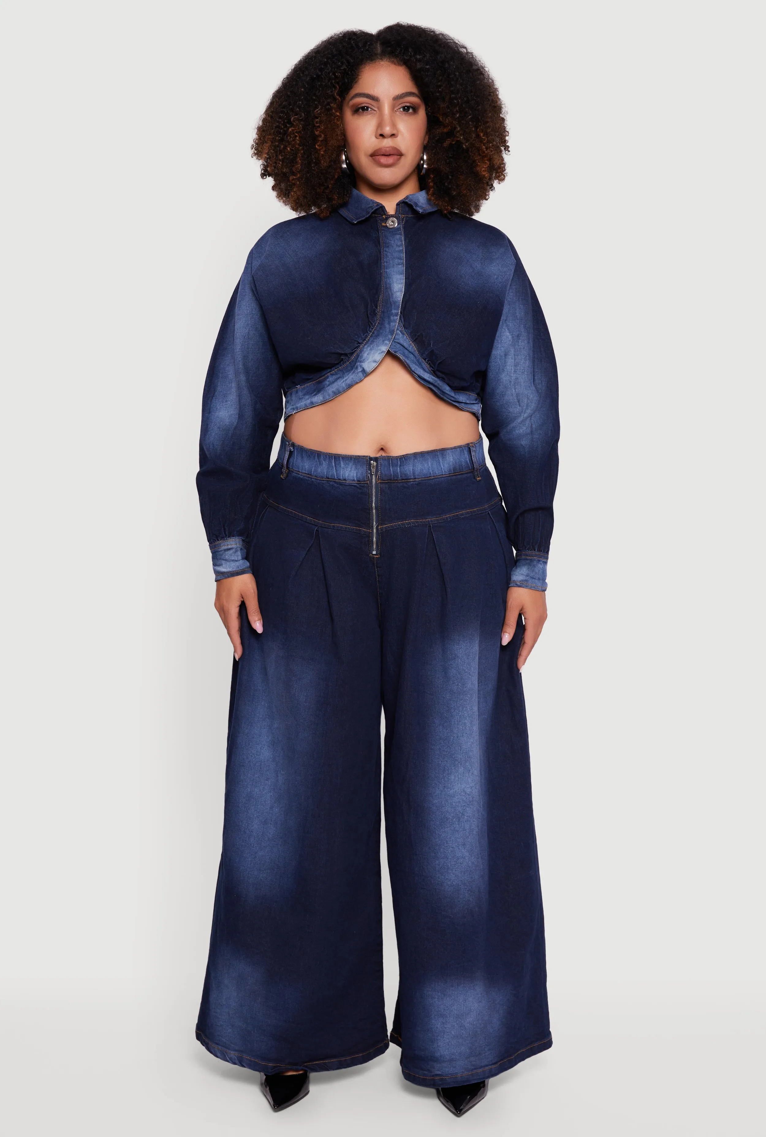 Plus Size One Button Denim Bolero Jacket sold by Rainbow product image thumbnail 3