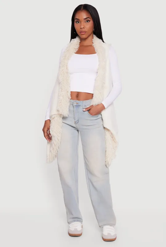 Faux Fur Lined Reversible Shaggy Vest sold by Rainbow