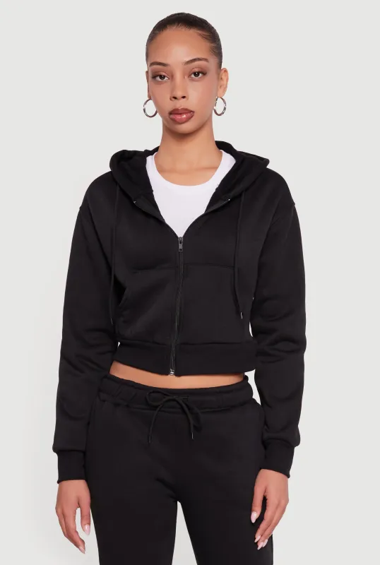 Cropped Zip Front Hooded Sweatshirt sold by Rainbow