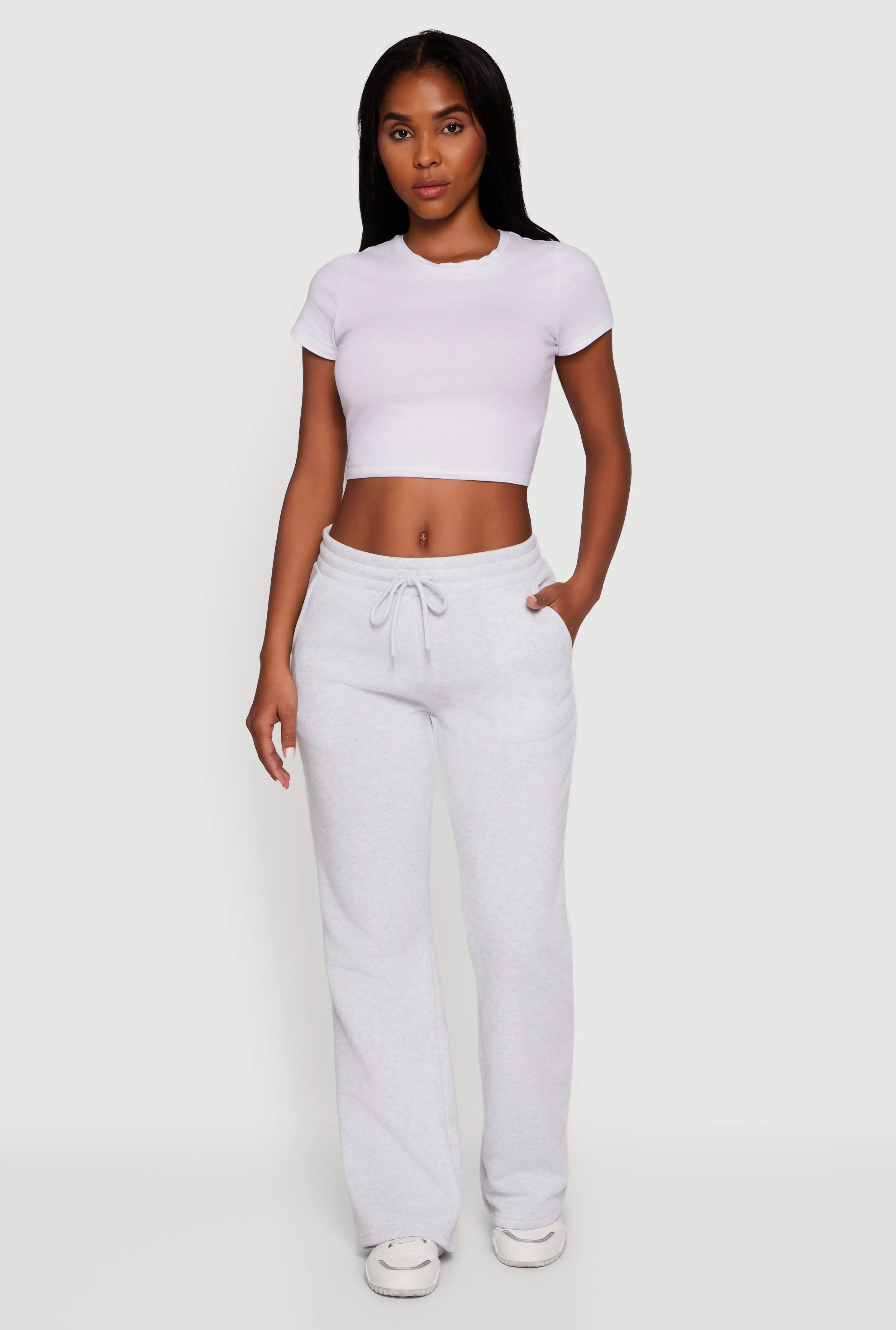 Drawstring Waist Fleece Lined Boot Cut Sweatpants sold by Rainbow