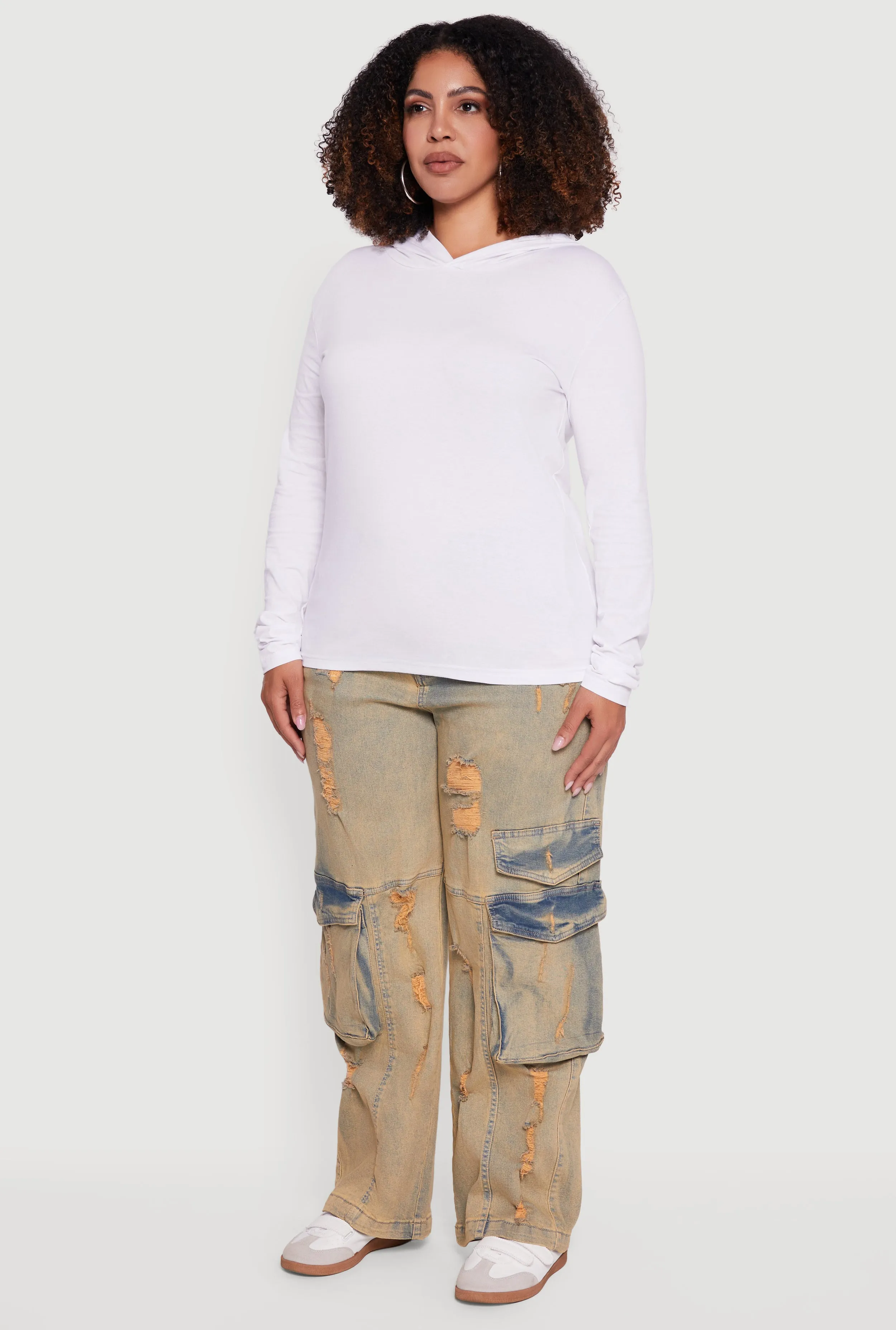 Plus Size Long Sleeve Hooded Pullover Top sold by Rainbow product image thumbnail 5