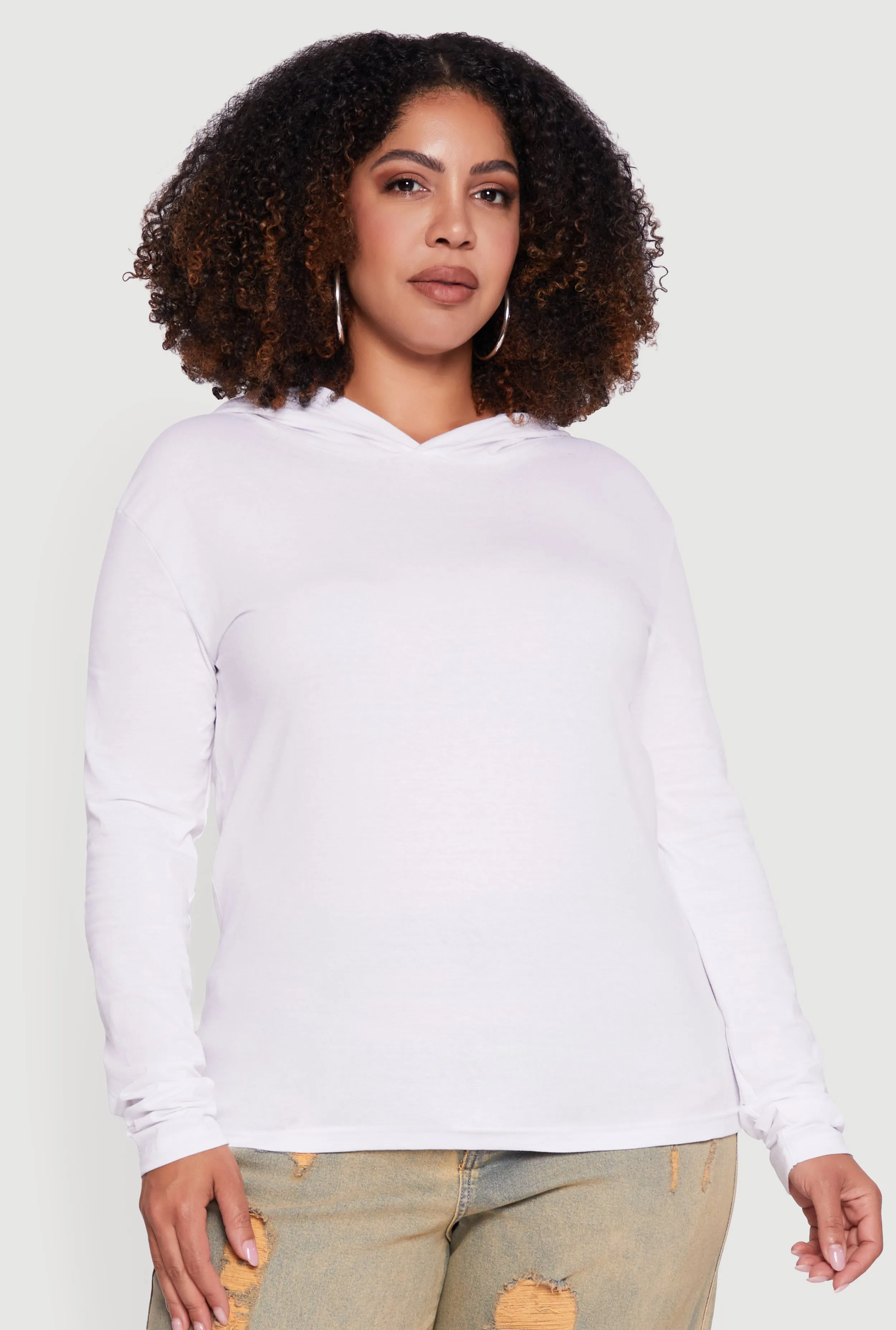 Plus Size Long Sleeve Hooded Pullover Top sold by Rainbow product image thumbnail 2