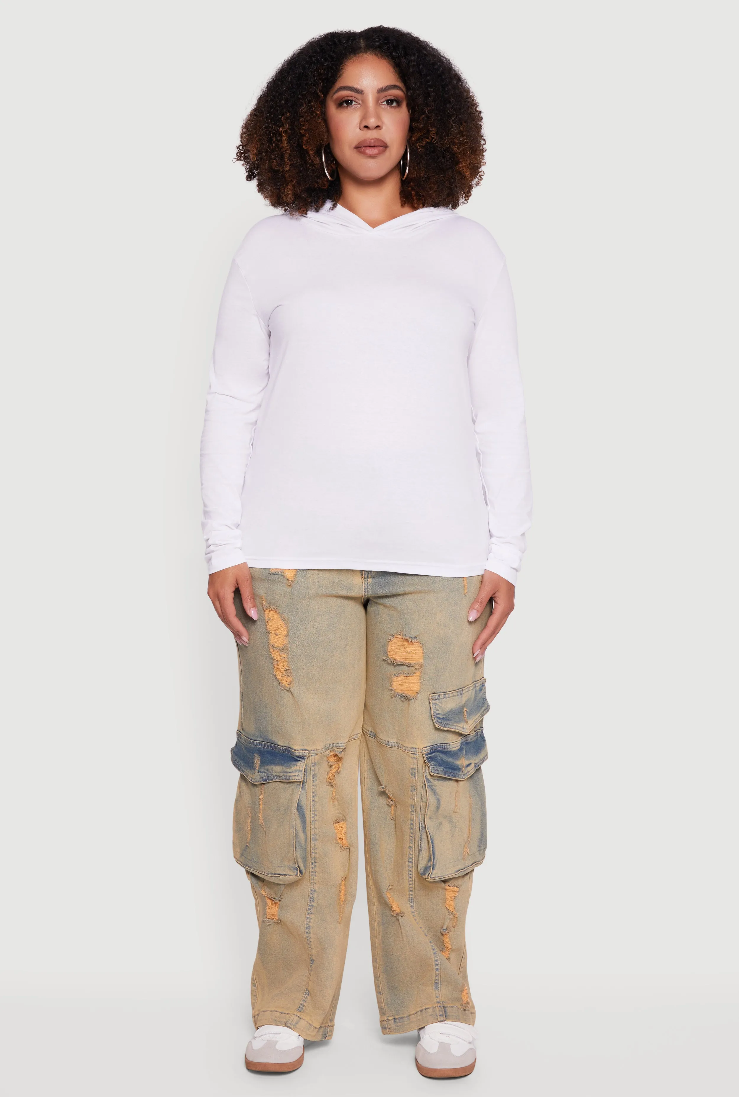 Plus Size Long Sleeve Hooded Pullover Top sold by Rainbow product image thumbnail 3