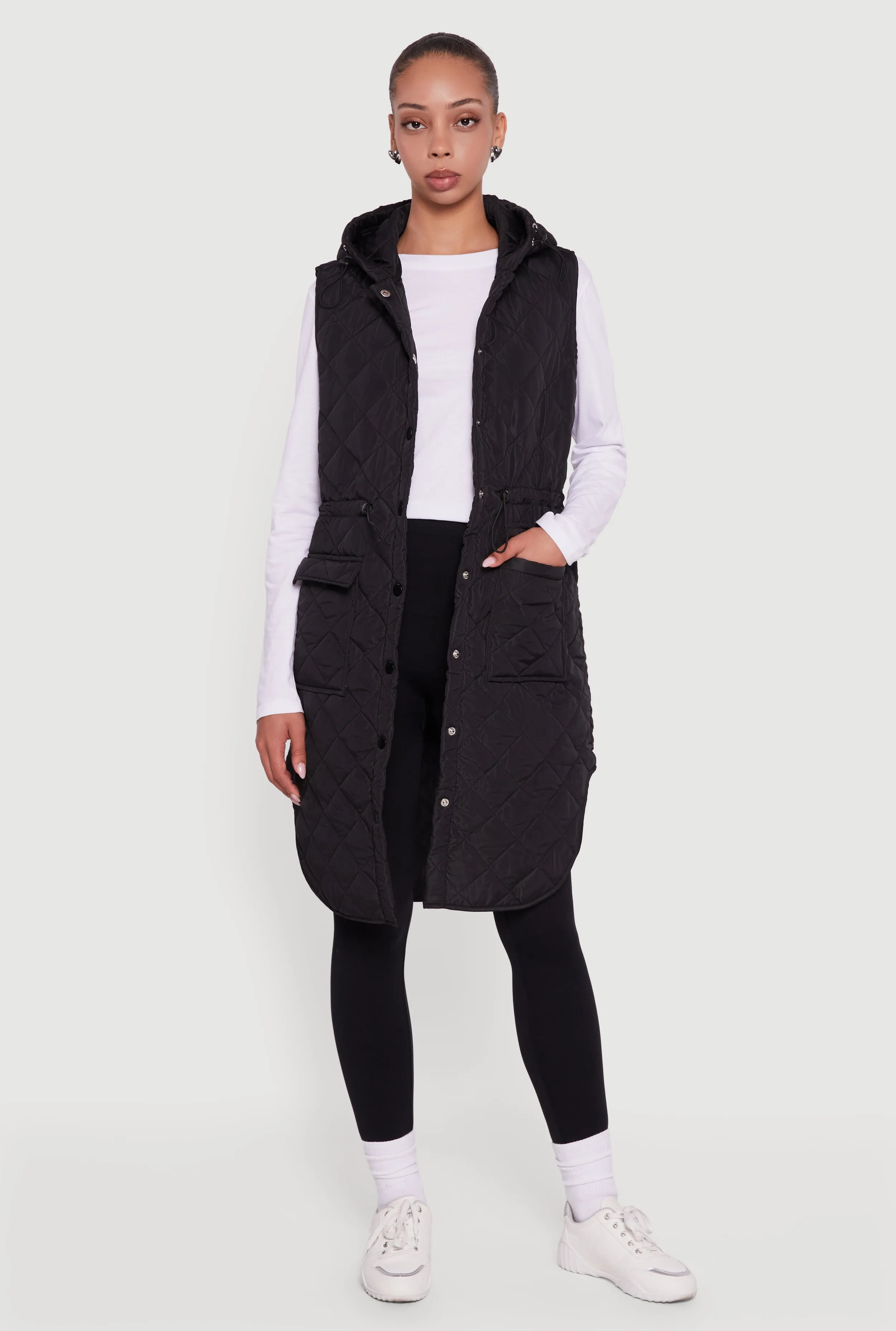 Almost Famous Quilted Hooded Long Puffer Vest sold by Rainbow product image thumbnail 2