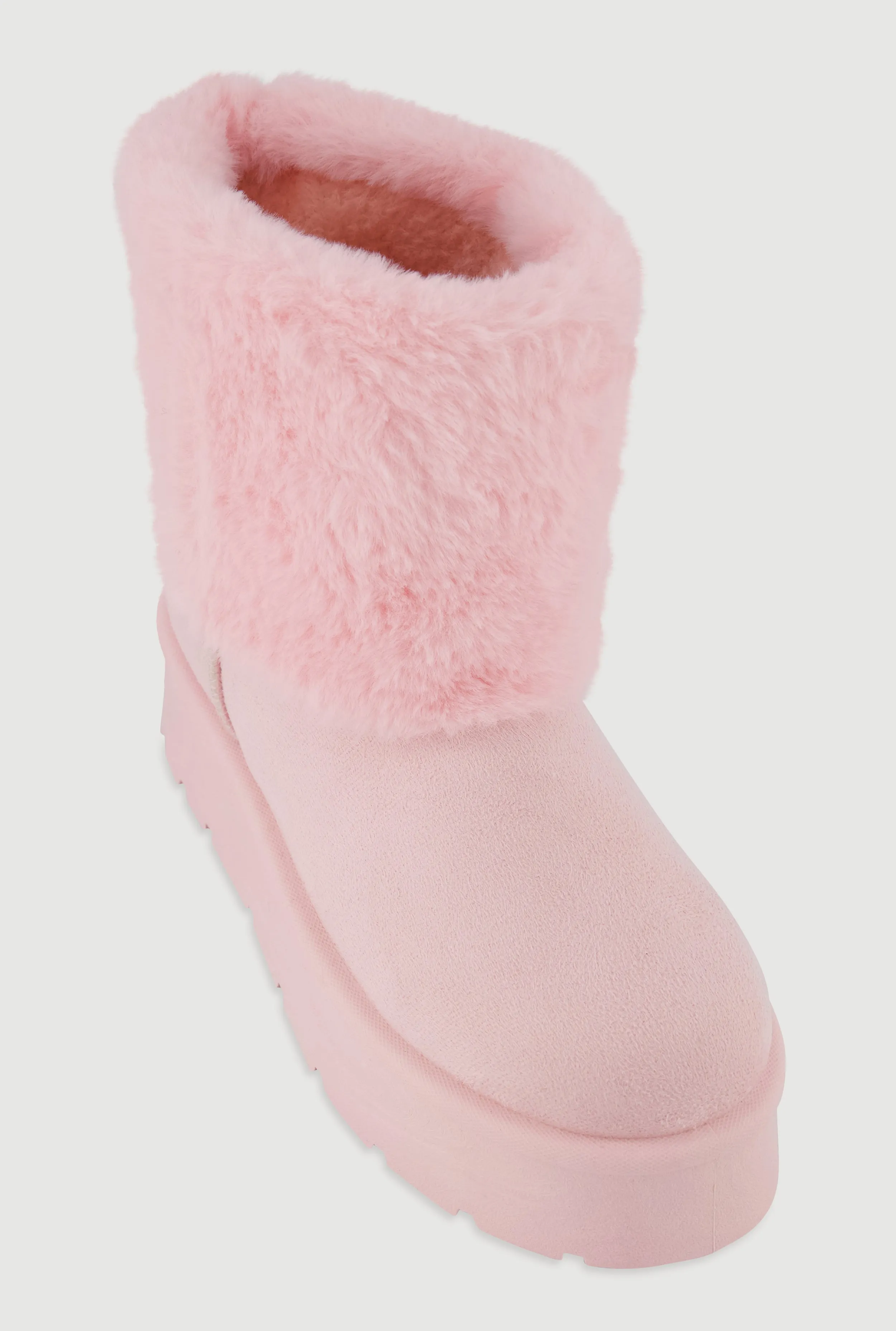 Faux Fur Cuff Platform Booties sold by Rainbow