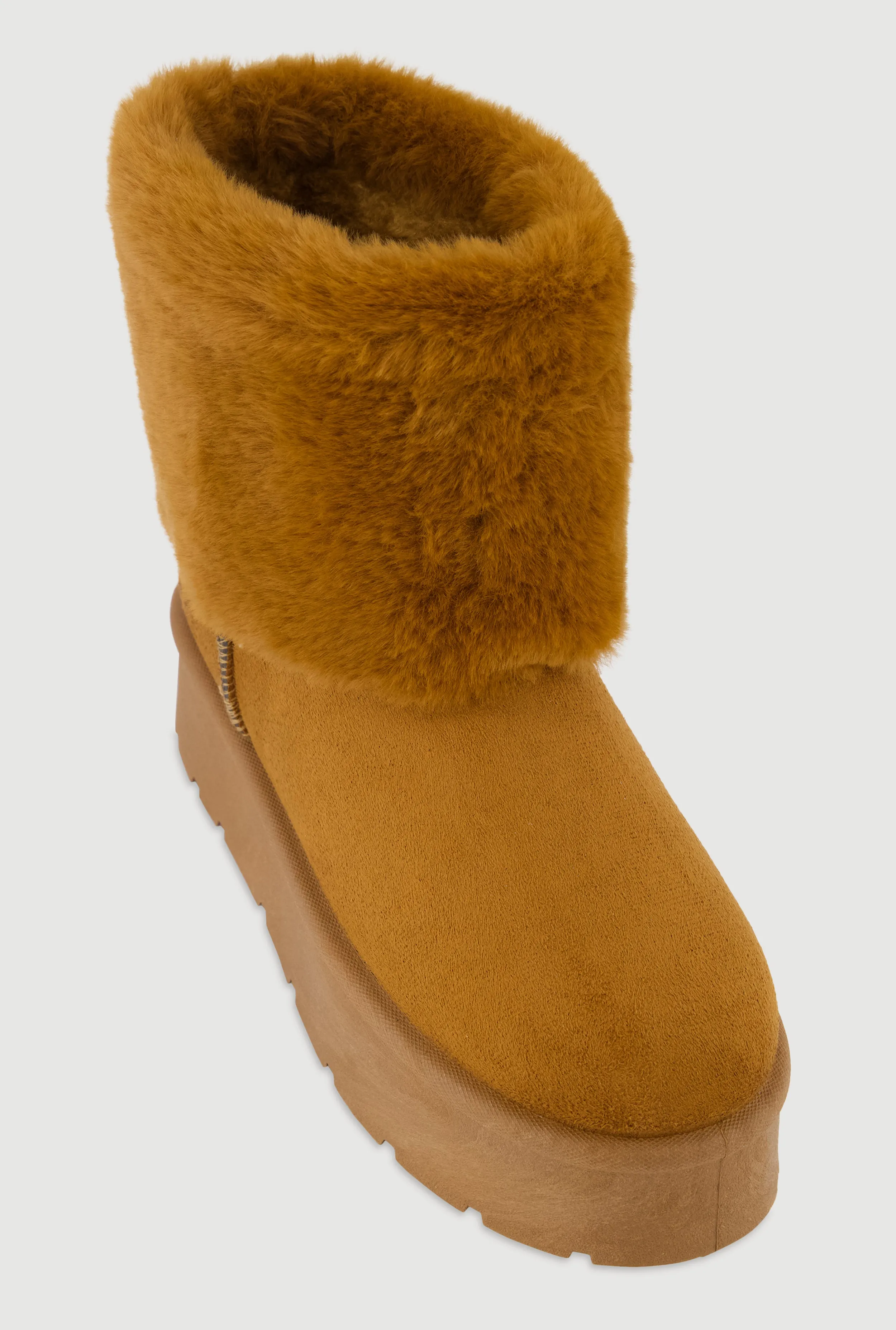 Faux Fur Cuff Platform Booties sold by Rainbow