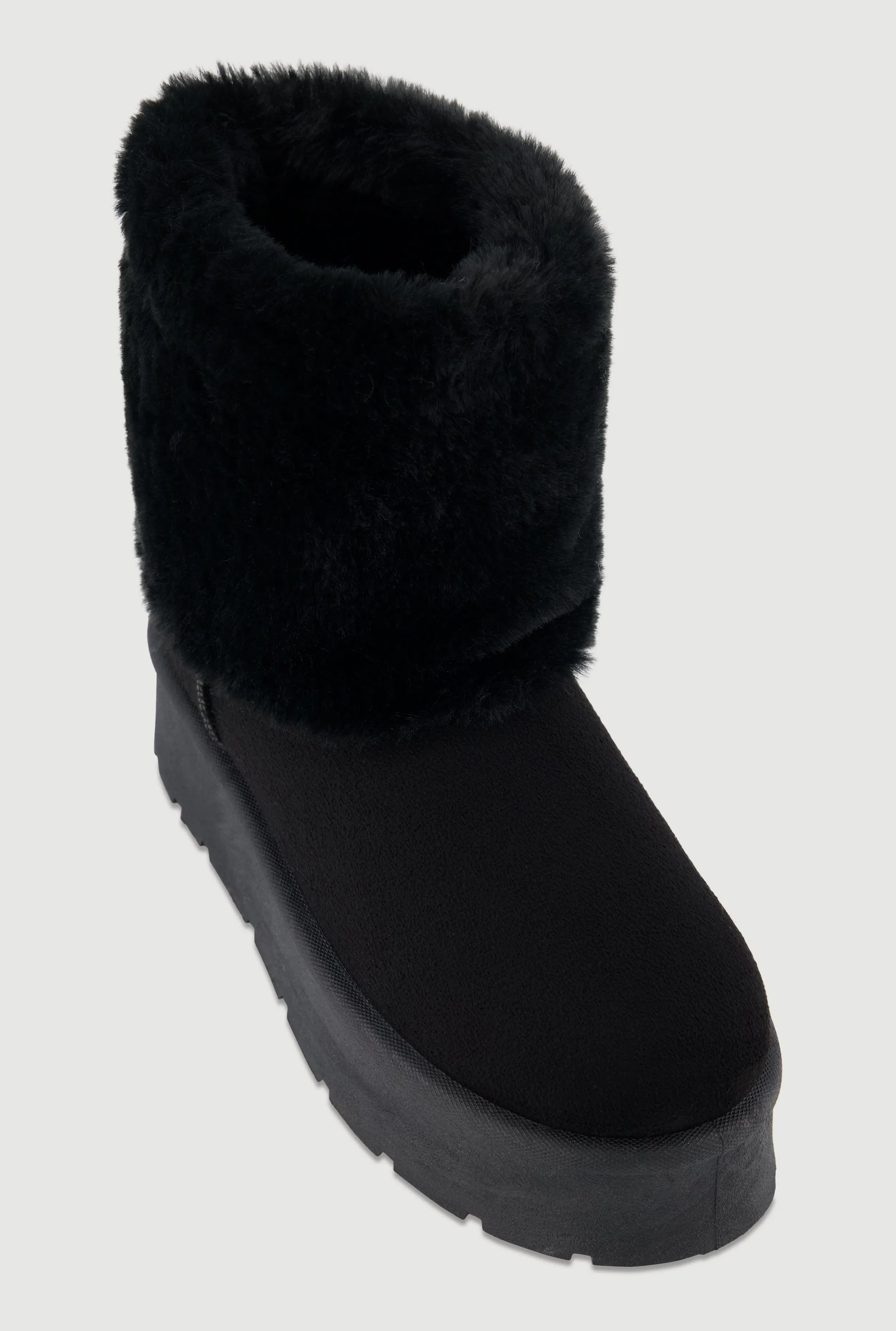 Faux Fur Cuff Platform Booties sold by Rainbow