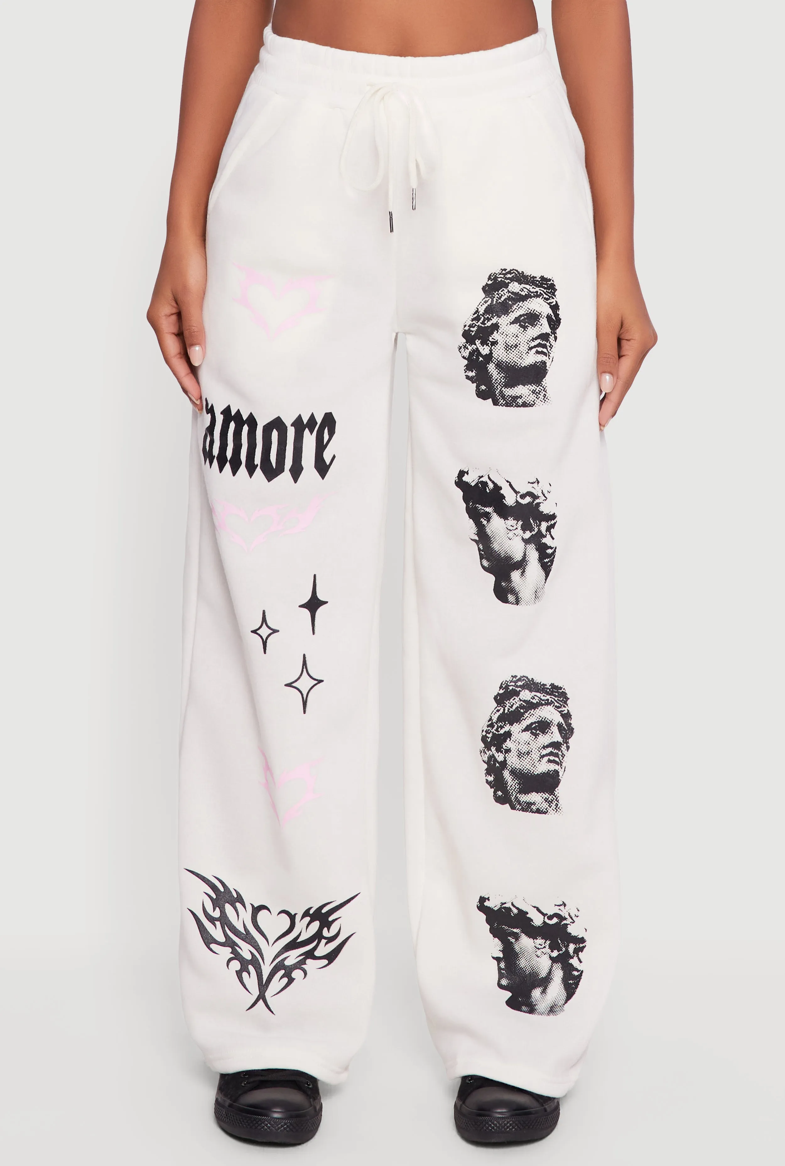 Amore Graphic Drawstring Waist Wide Leg Sweatpants sold by Rainbow product image thumbnail 5
