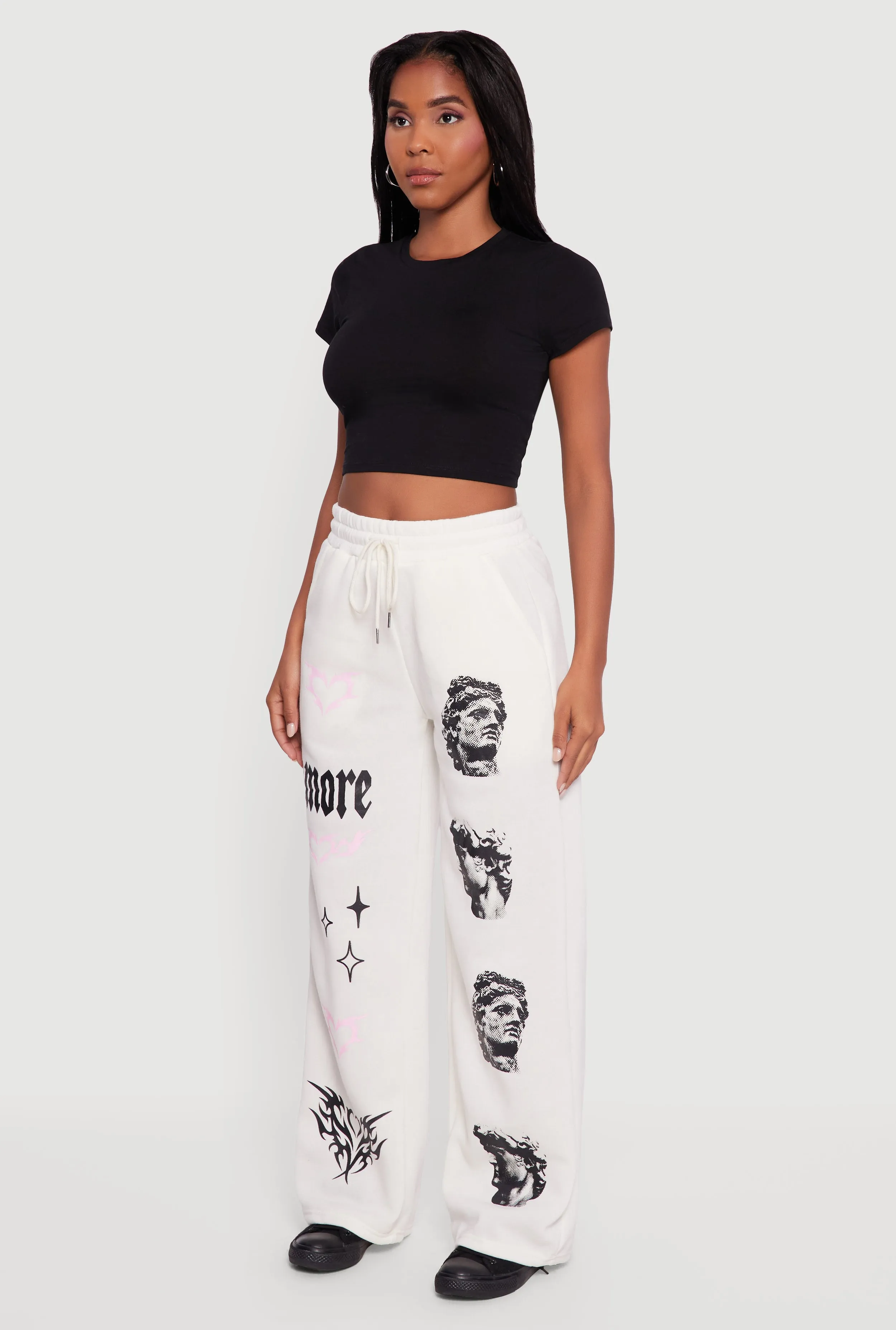Amore Graphic Drawstring Waist Wide Leg Sweatpants sold by Rainbow product image thumbnail 3