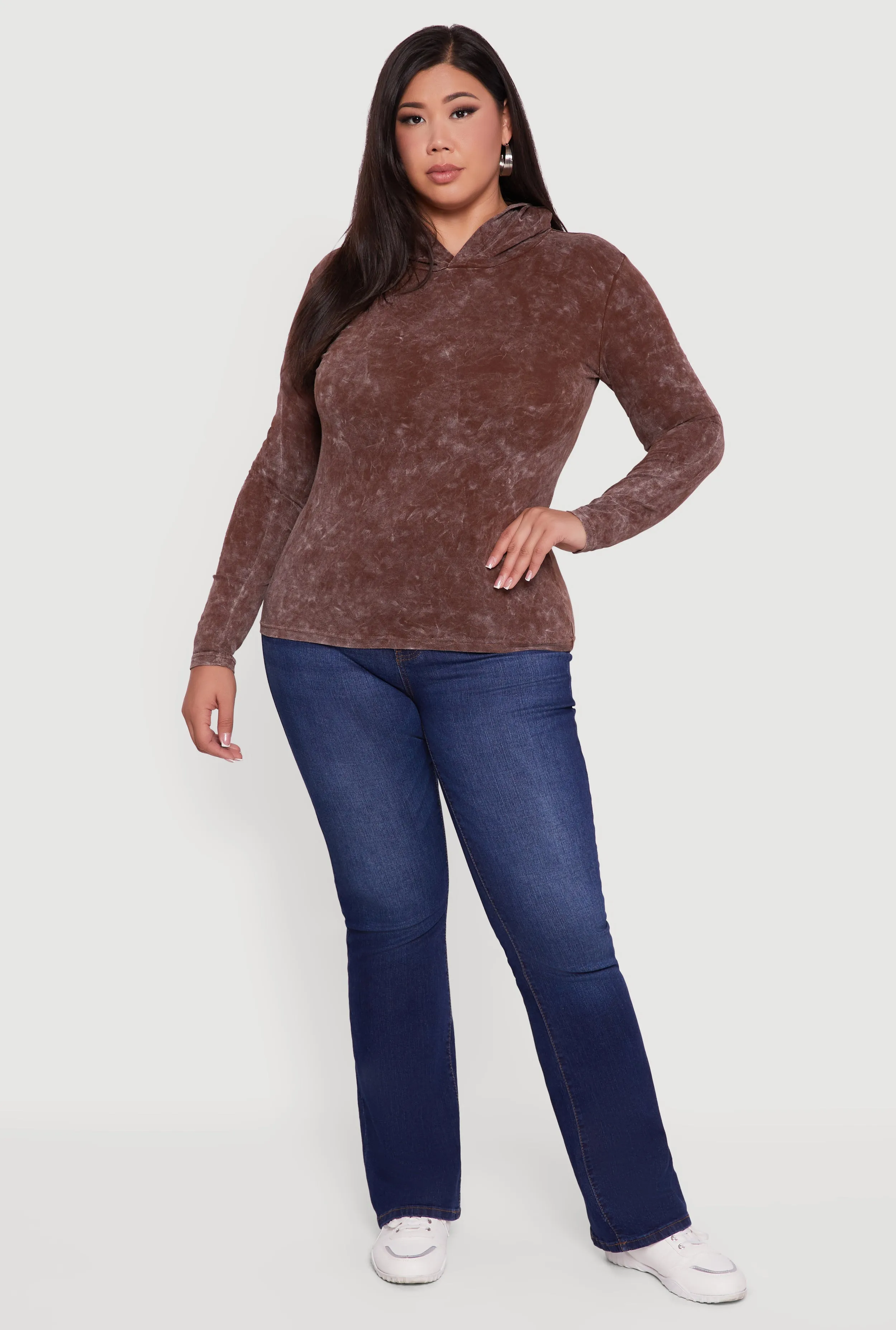 Plus Size Long Sleeve Hooded Pullover Top sold by Rainbow product image thumbnail 3