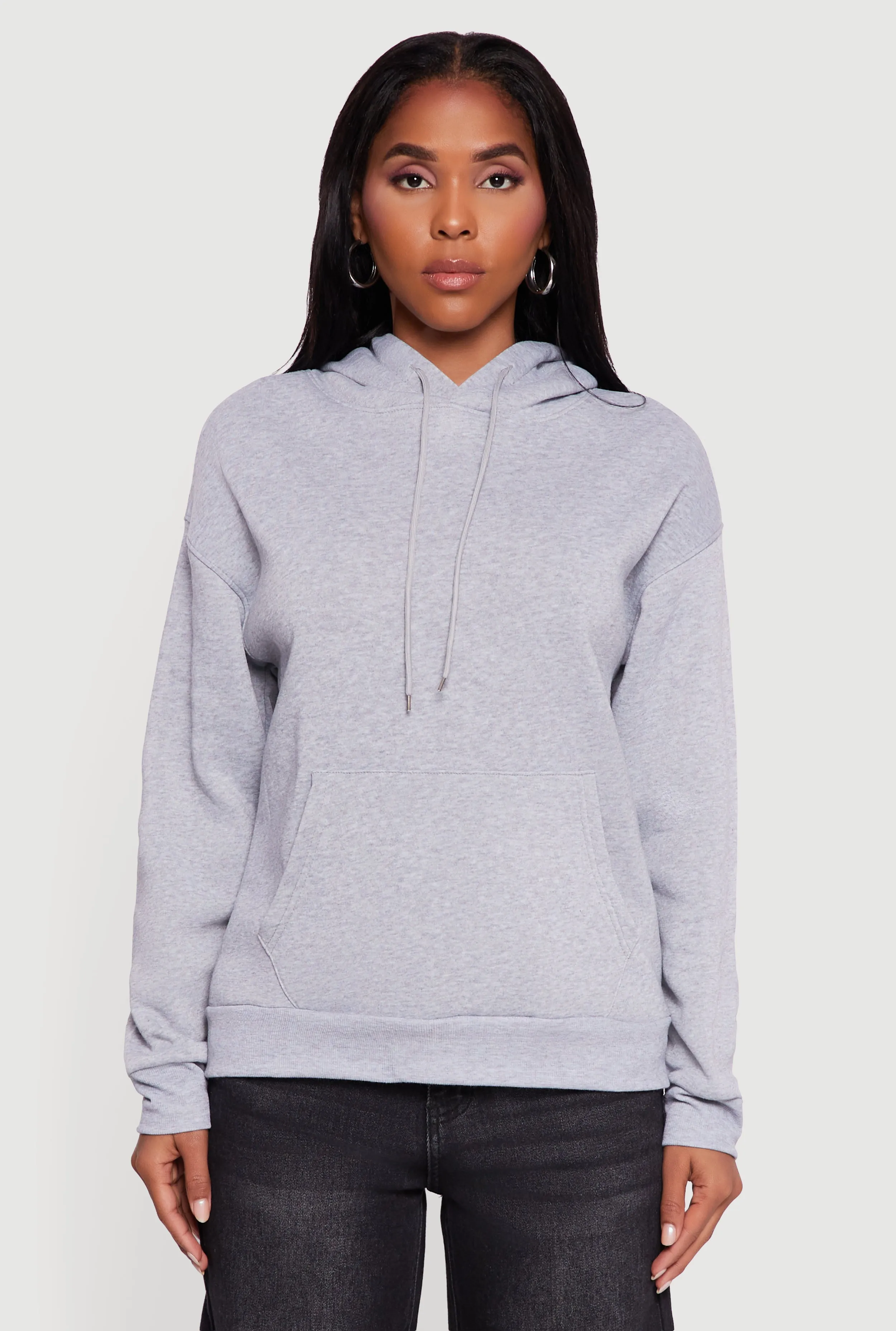 Boxy Kangaroo Pocket Long Sleeve Pullover Hoodie sold by Rainbow product image thumbnail 2