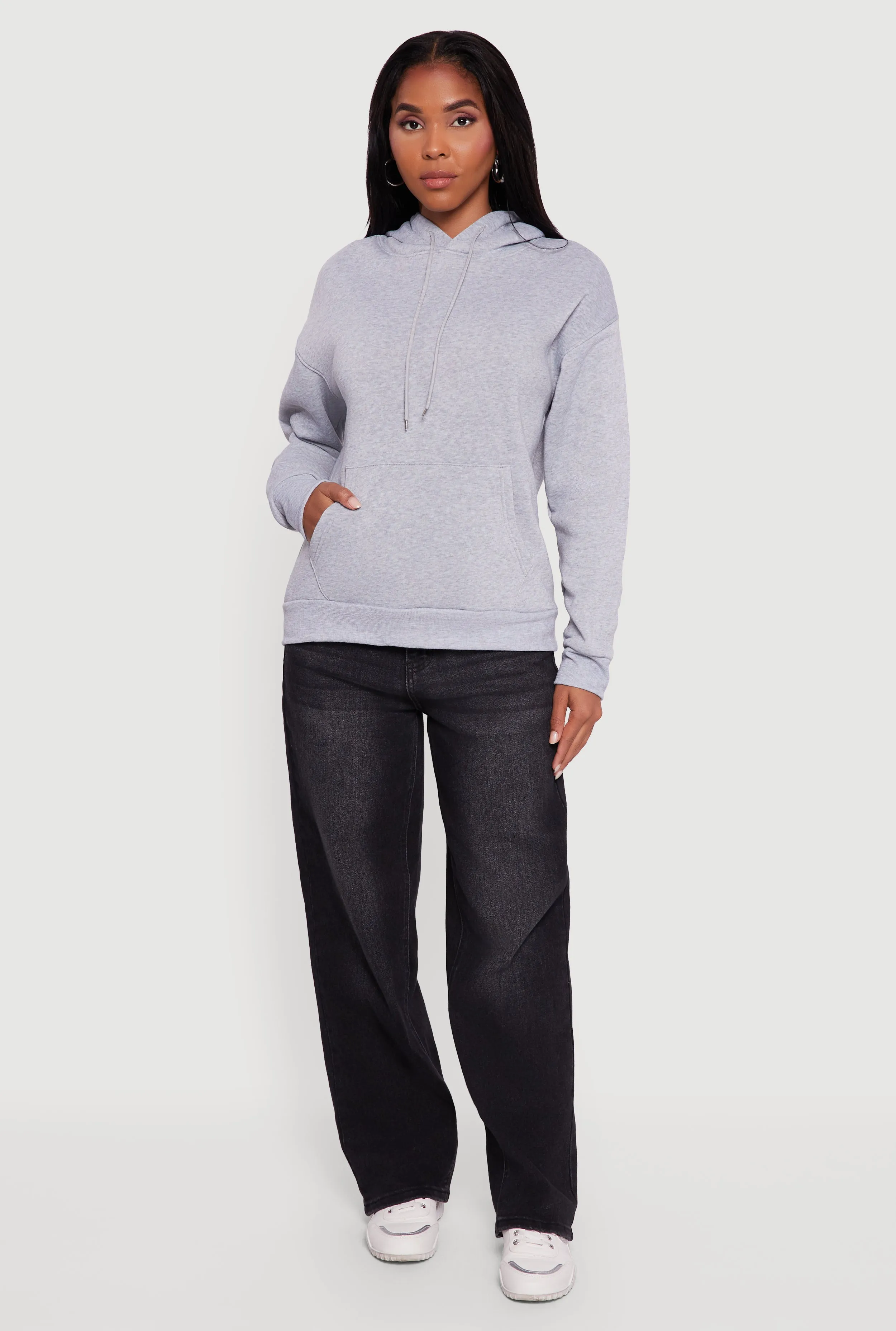 Boxy Kangaroo Pocket Long Sleeve Pullover Hoodie sold by Rainbow product image thumbnail 3