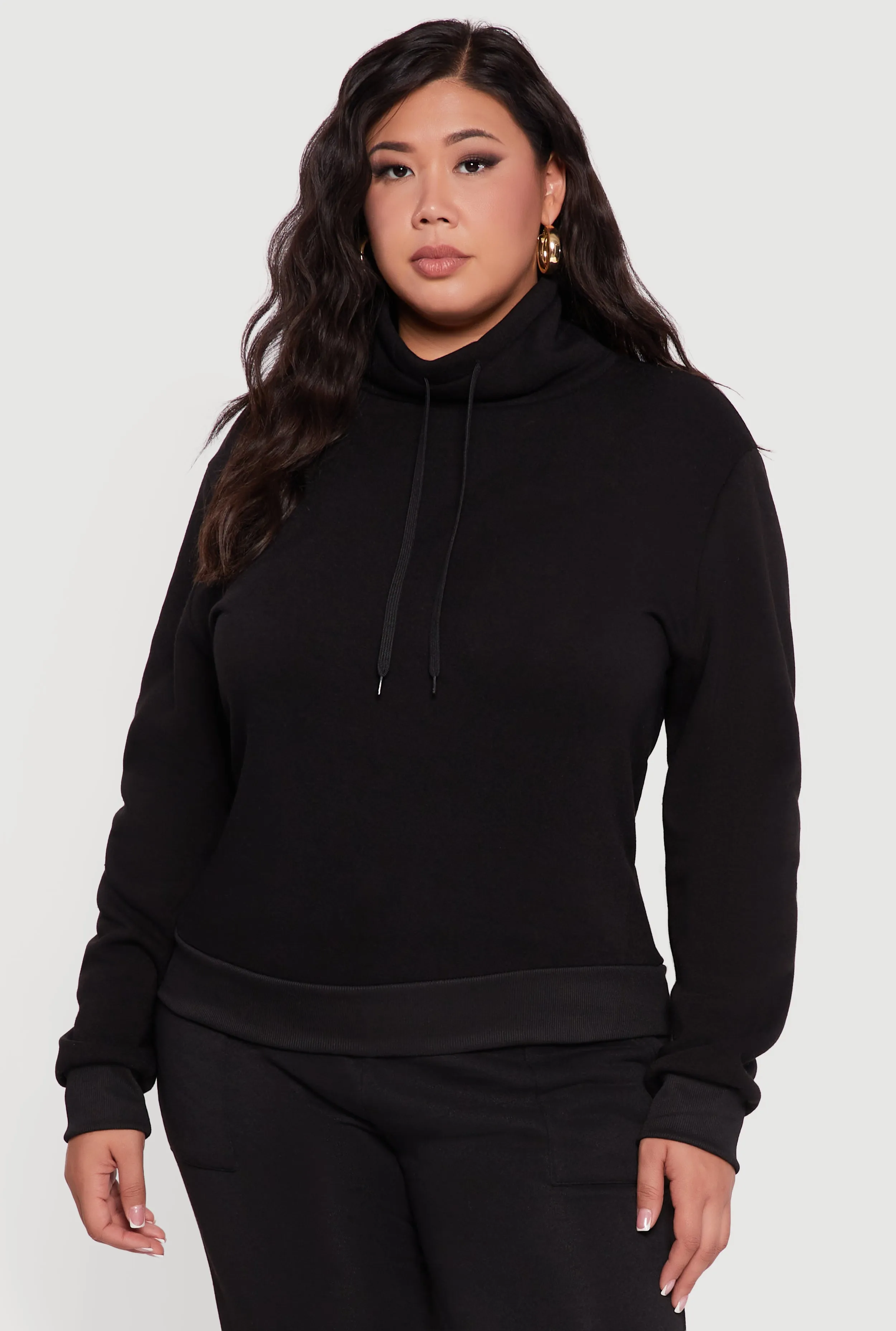 Plus Size Fleece Funnel Neck Pullover Sweatshirt sold by Rainbow