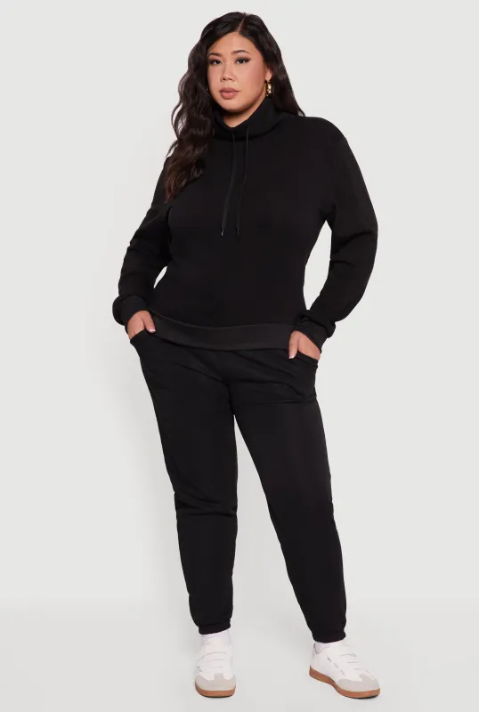 Plus Size Mid Rise Fleece Lined Tapered Sweatpants sold by Rainbow