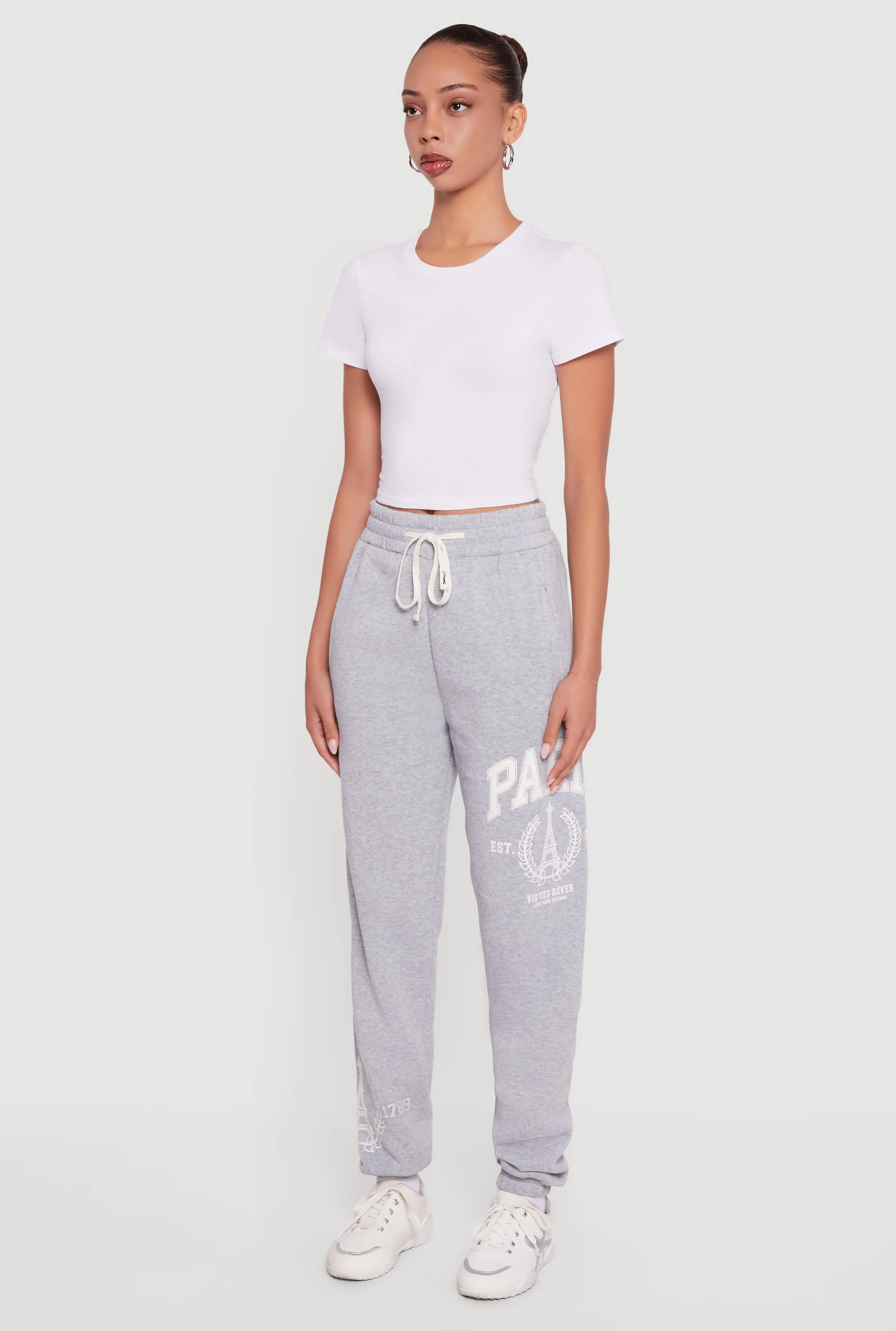 Drawstring Waist Paris Graphic Fleece Lined Joggers sold by Rainbow product image thumbnail 3