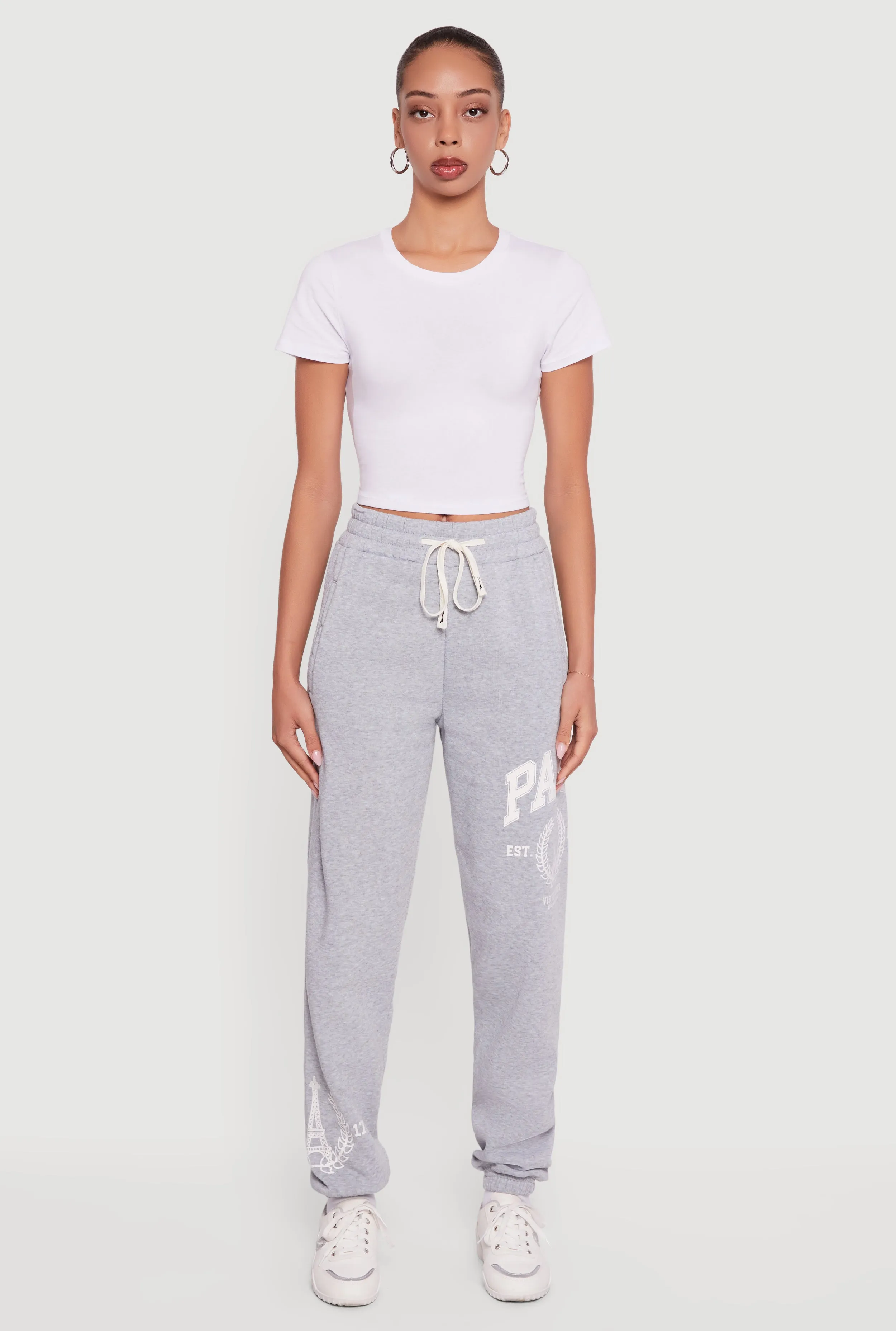 Drawstring Waist Paris Graphic Fleece Lined Joggers sold by Rainbow product image thumbnail 2