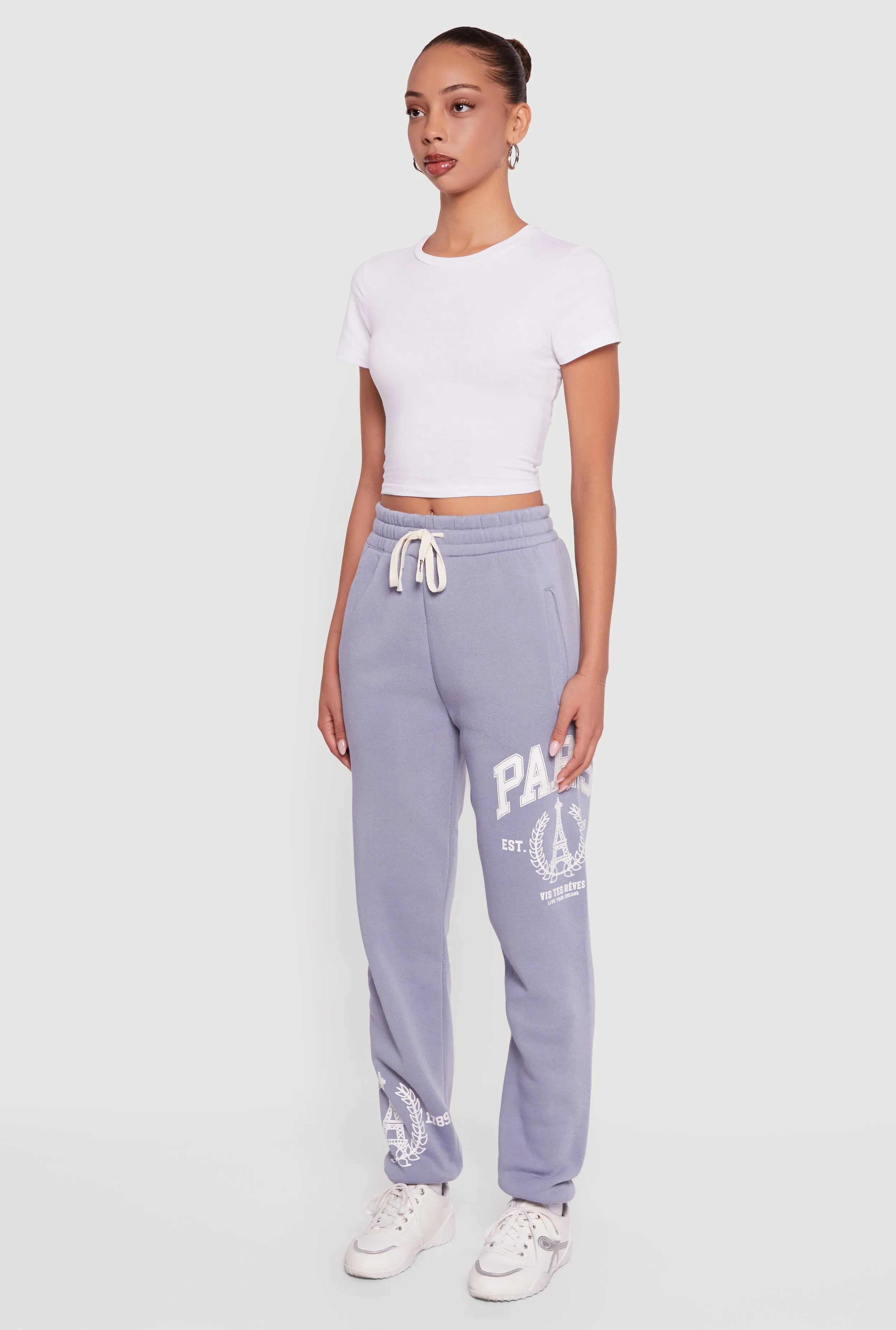 Drawstring Waist Paris Graphic Fleece Lined Joggers sold by Rainbow product image thumbnail 3