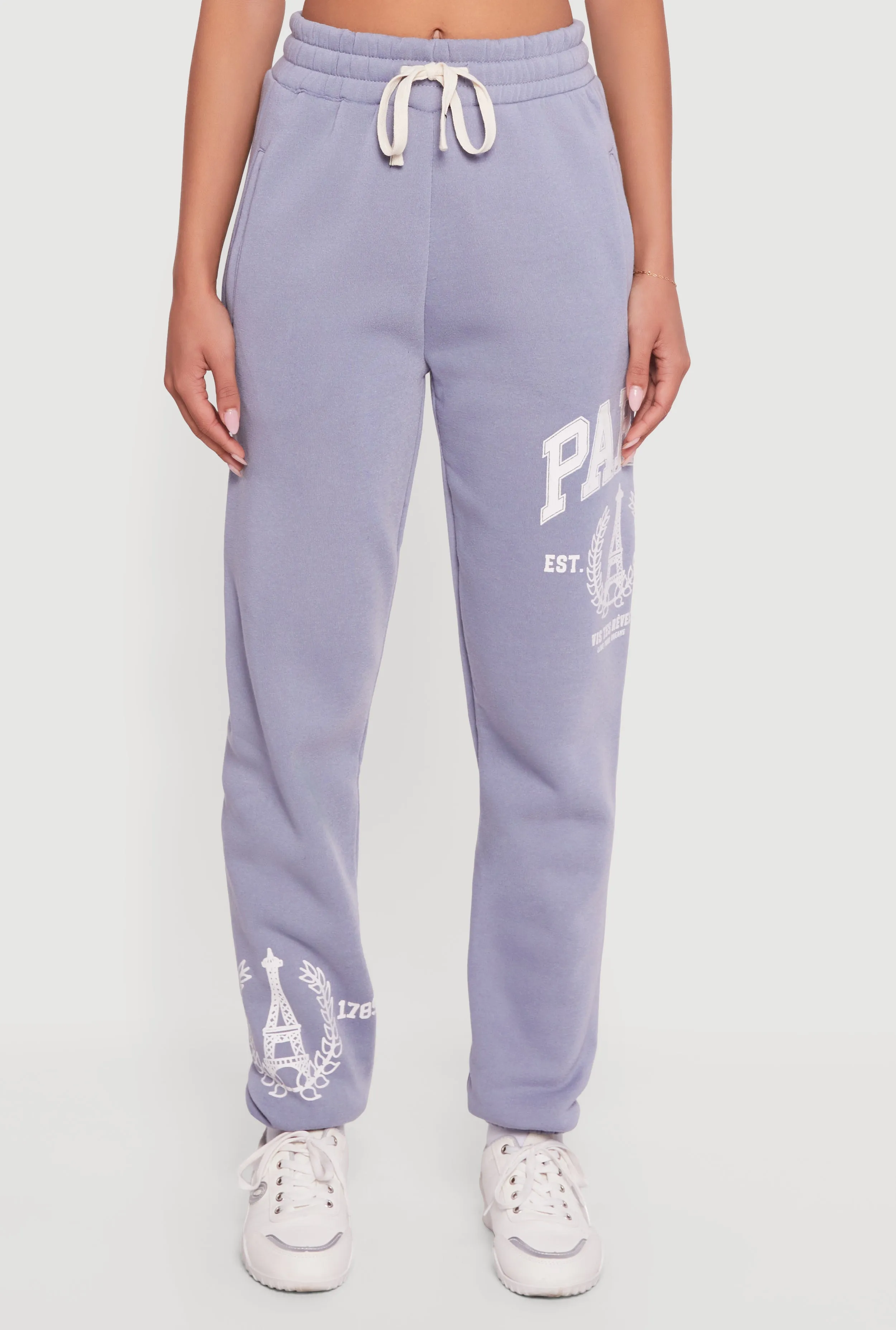 Drawstring Waist Paris Graphic Fleece Lined Joggers sold by Rainbow product image thumbnail 5