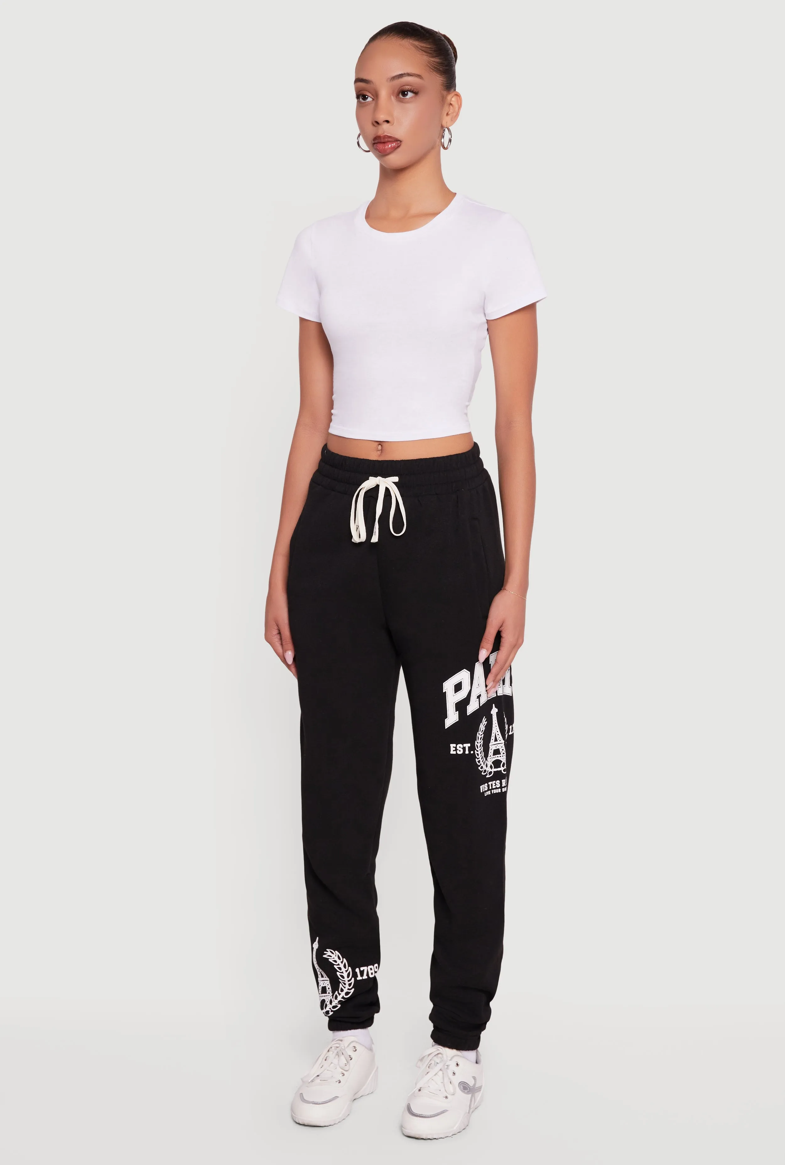 Drawstring Waist Paris Graphic Fleece Lined Joggers sold by Rainbow product image thumbnail 3