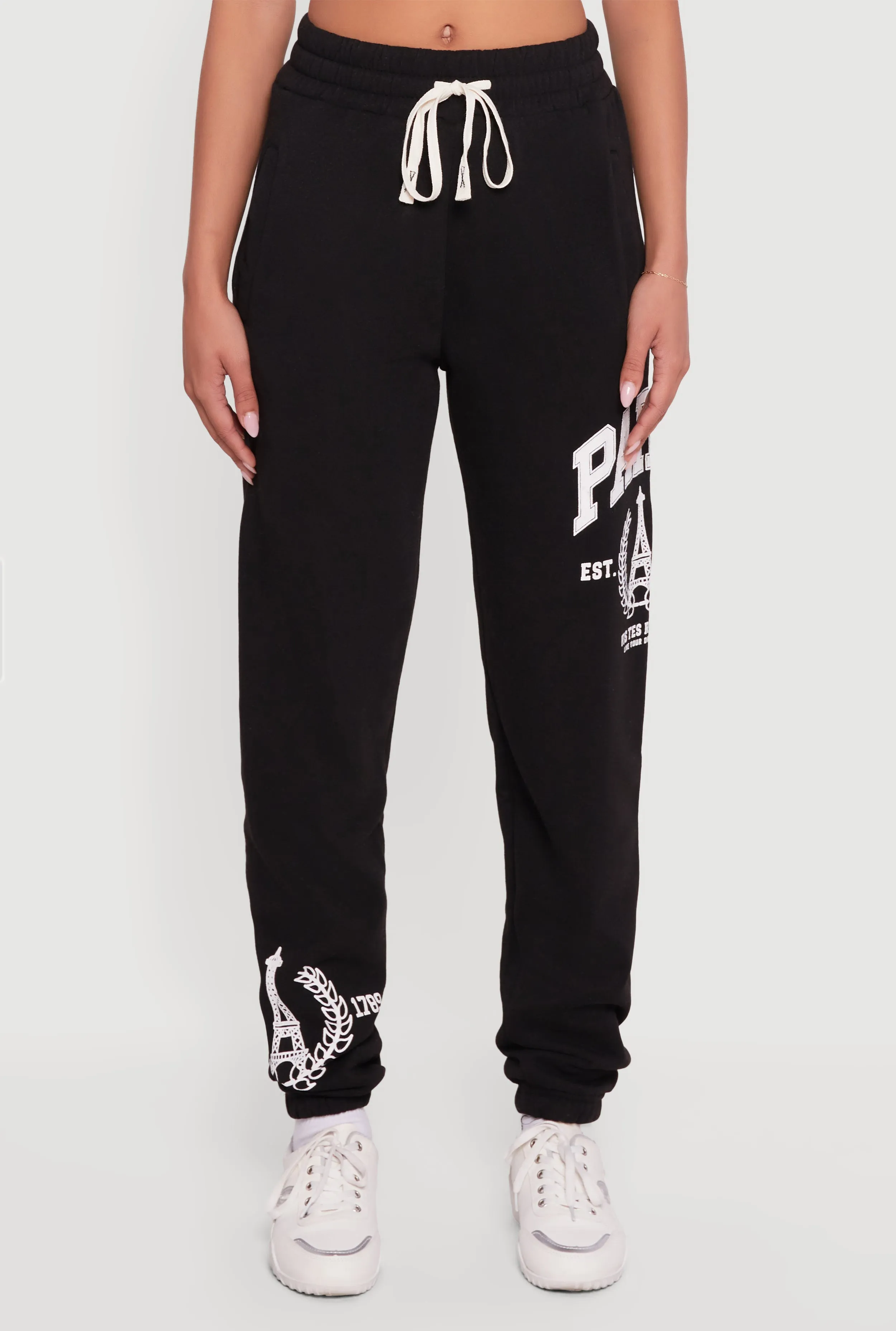 Drawstring Waist Paris Graphic Fleece Lined Joggers sold by Rainbow product image thumbnail 5