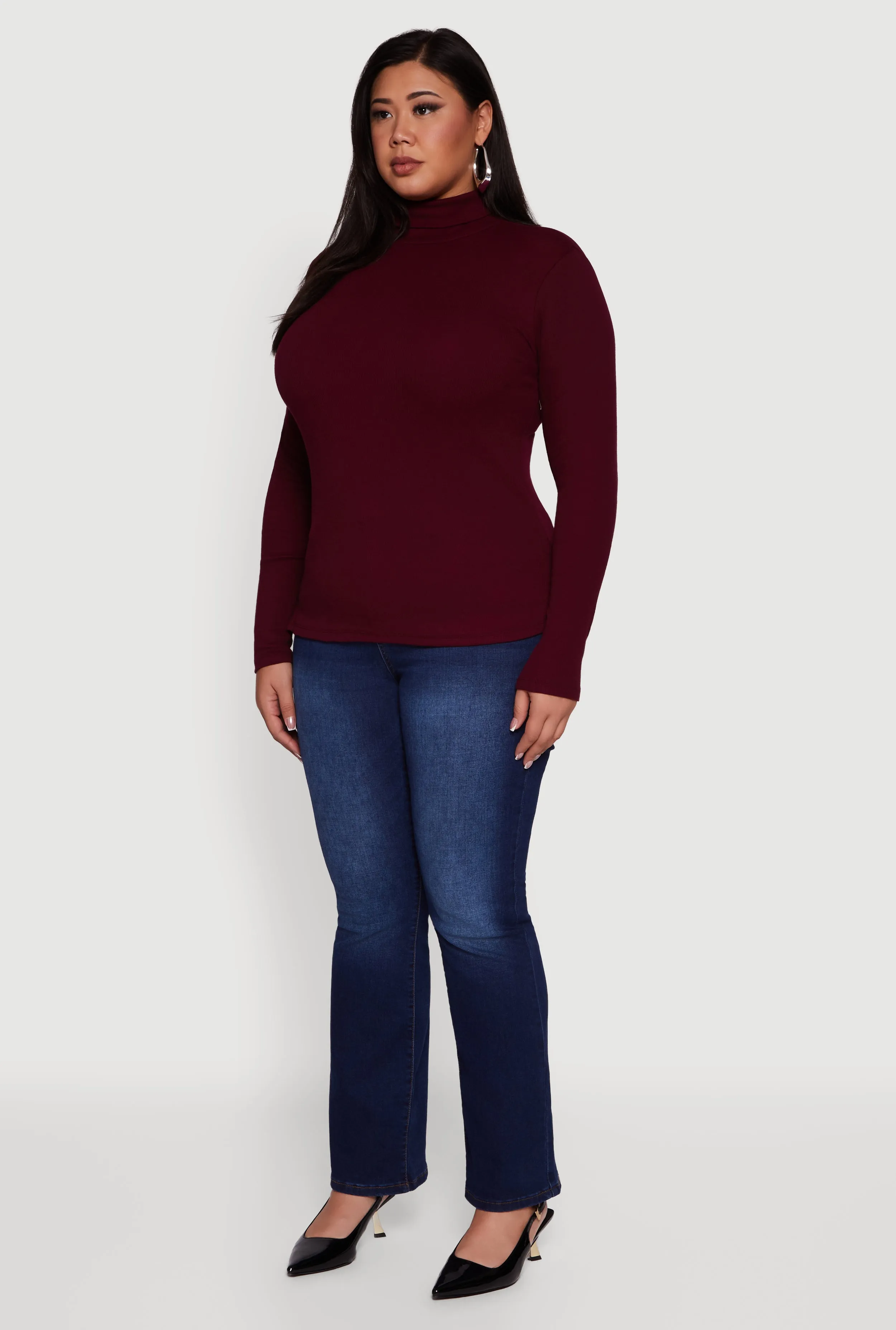 Plus Size Ribbed Knit Turtleneck Long Sleeve Top sold by Rainbow product image thumbnail 5