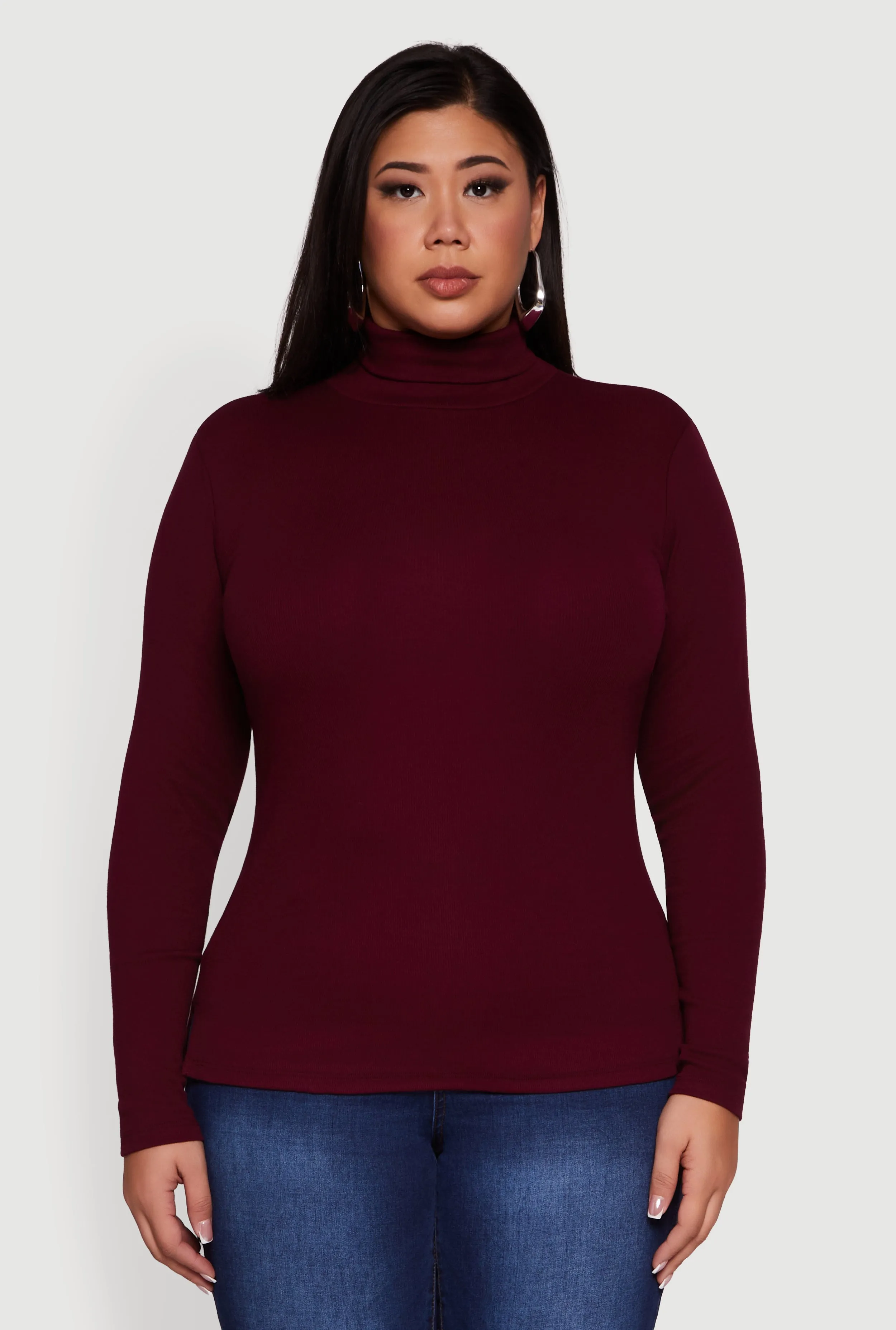 Plus Size Ribbed Knit Turtleneck Long Sleeve Top sold by Rainbow product image thumbnail 2