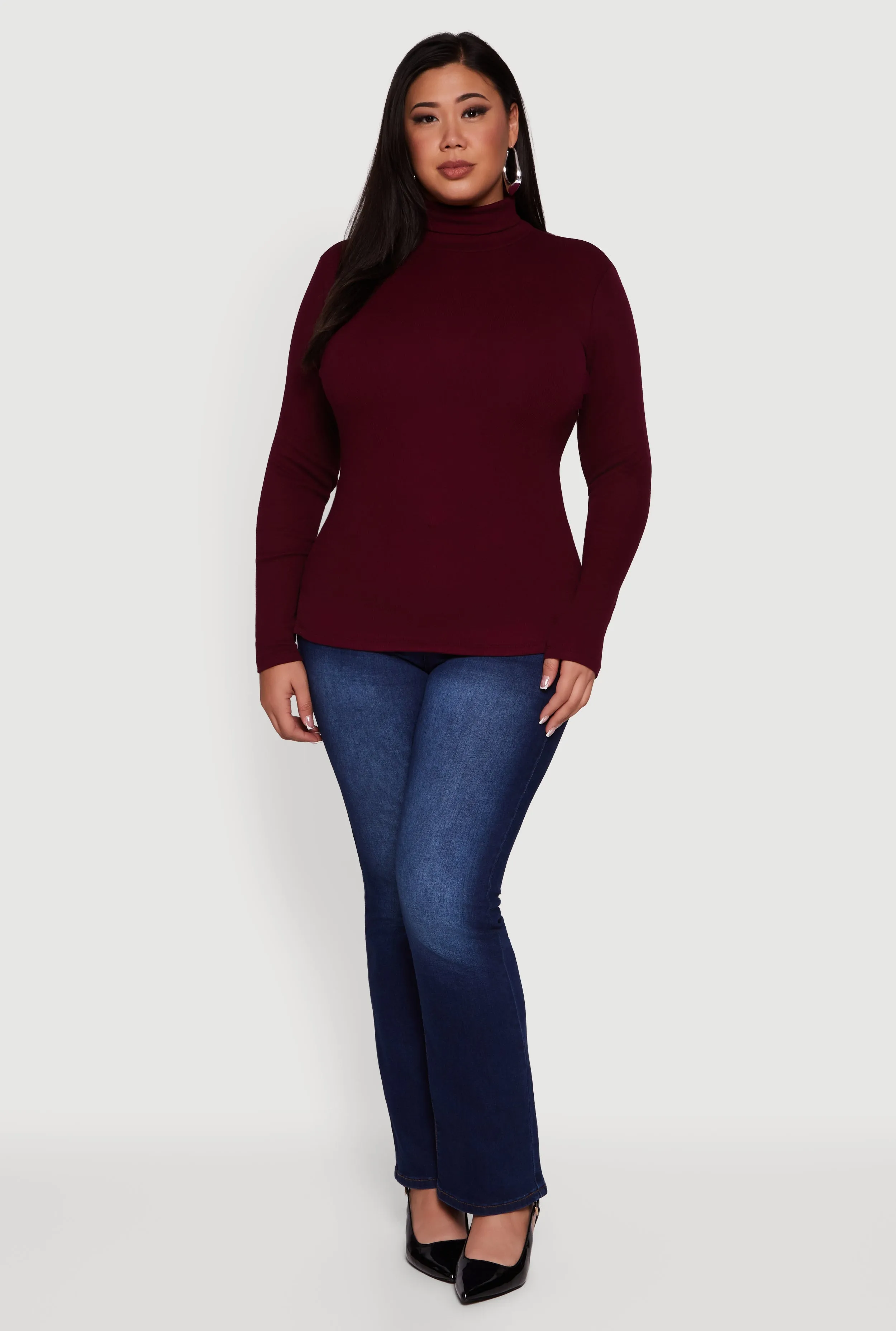 Plus Size Ribbed Knit Turtleneck Long Sleeve Top sold by Rainbow product image thumbnail 3