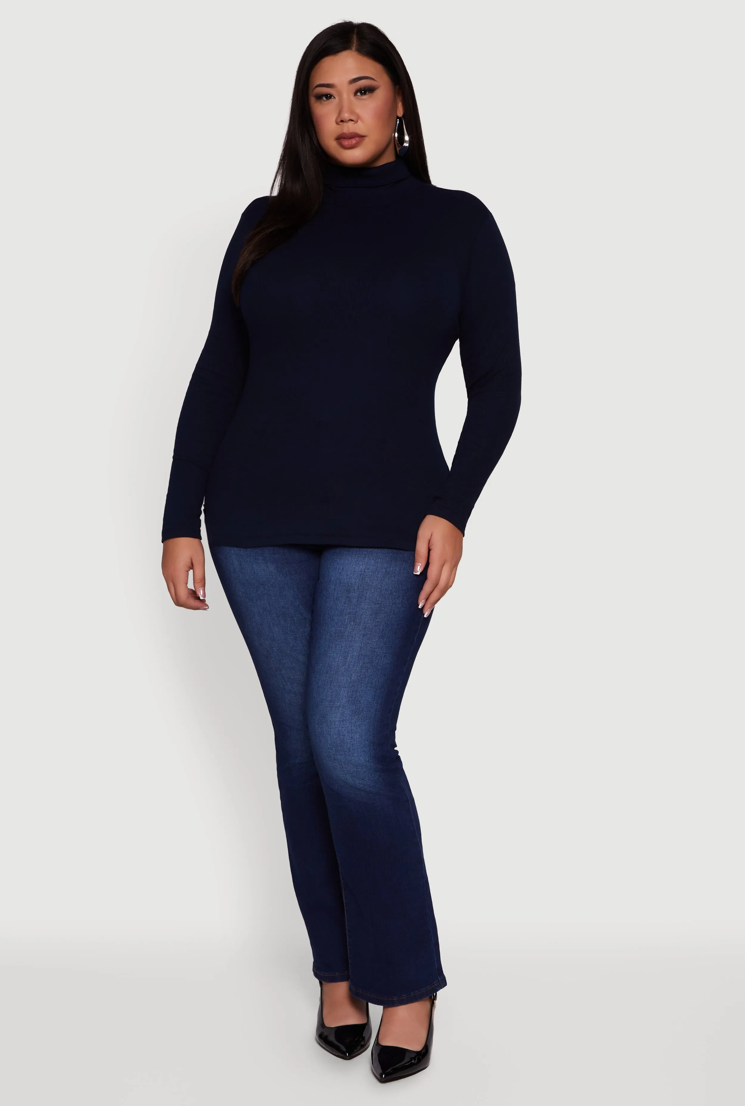 Plus Size Ribbed Knit Turtleneck Long Sleeve Top sold by Rainbow product image thumbnail 3