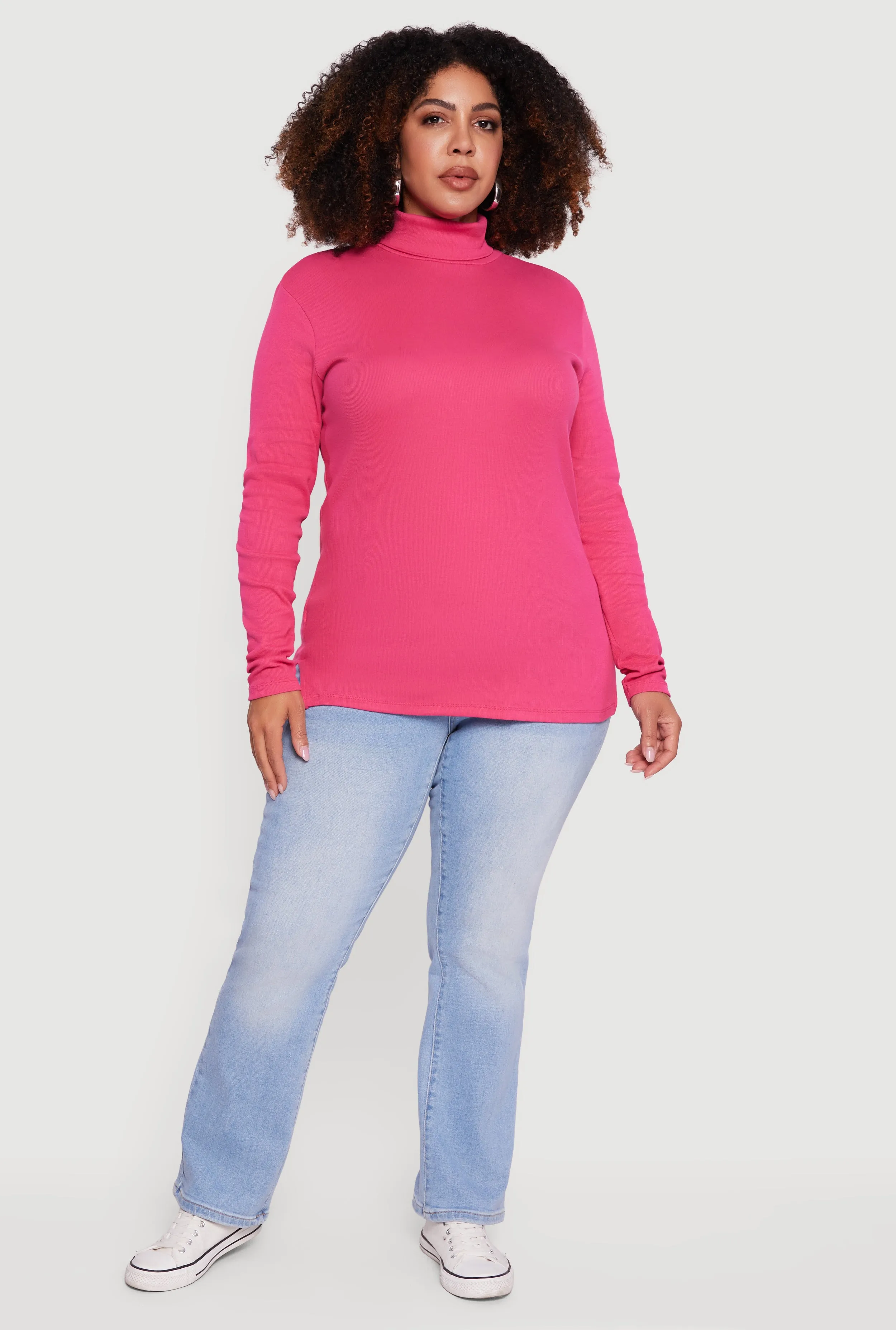 Plus Size Ribbed Knit Turtleneck Long Sleeve Top sold by Rainbow