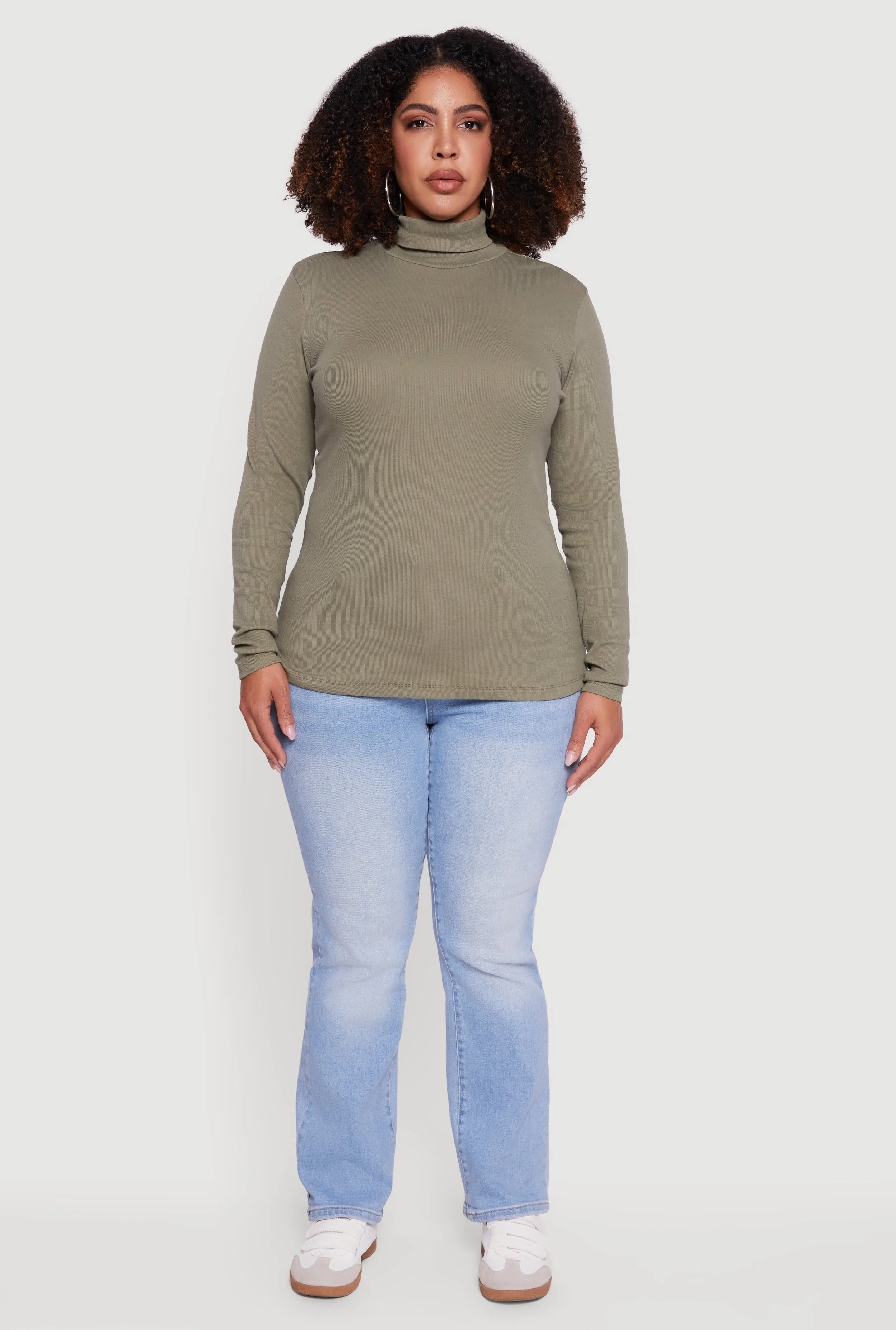 Plus Size Ribbed Knit Turtleneck Long Sleeve Top sold by Rainbow product image thumbnail 3
