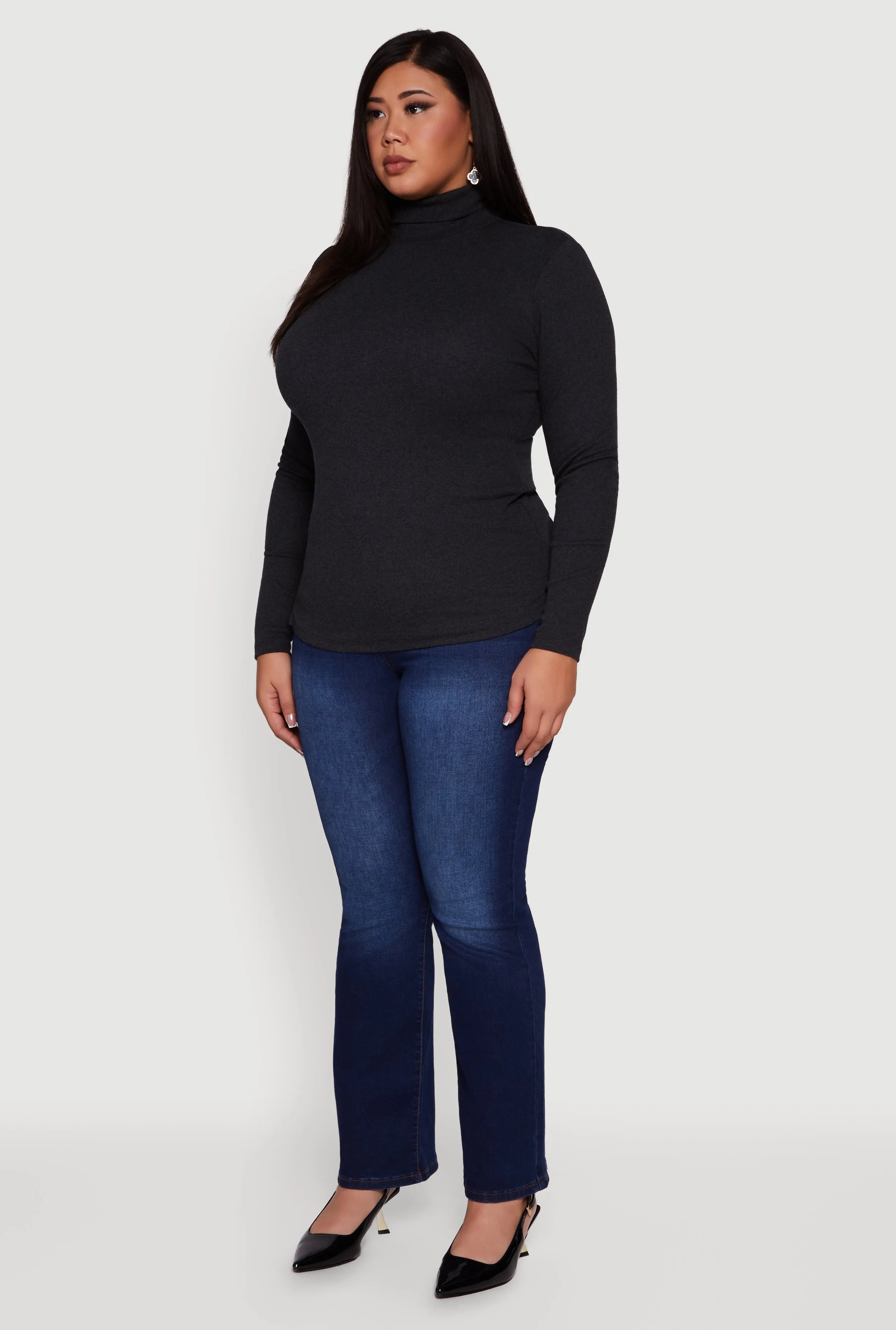 Plus Size Ribbed Knit Turtleneck Long Sleeve Top sold by Rainbow product image thumbnail 5