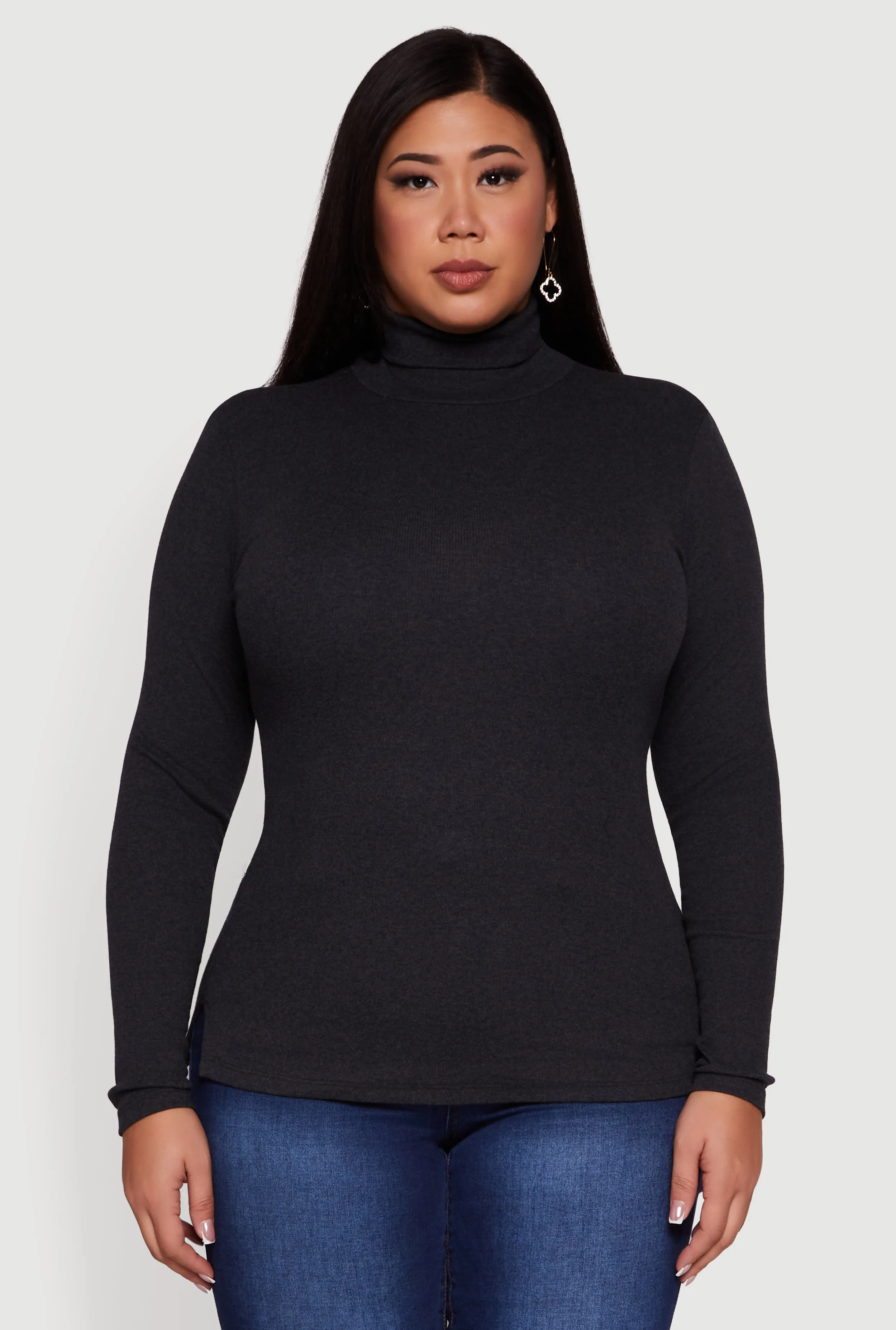 Plus Size Ribbed Knit Turtleneck Long Sleeve Top sold by Rainbow product image thumbnail 2