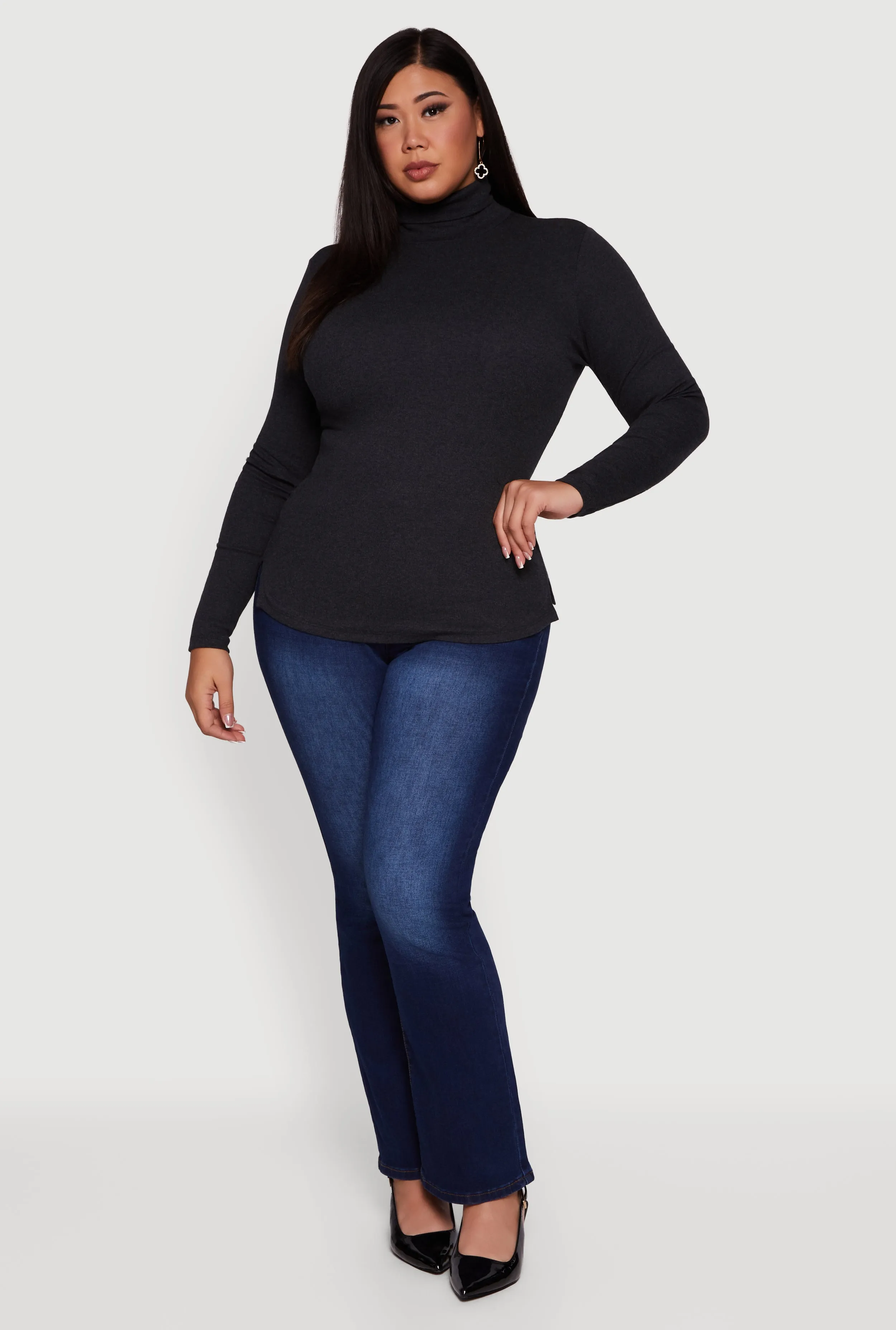Plus Size Ribbed Knit Turtleneck Long Sleeve Top sold by Rainbow product image thumbnail 3