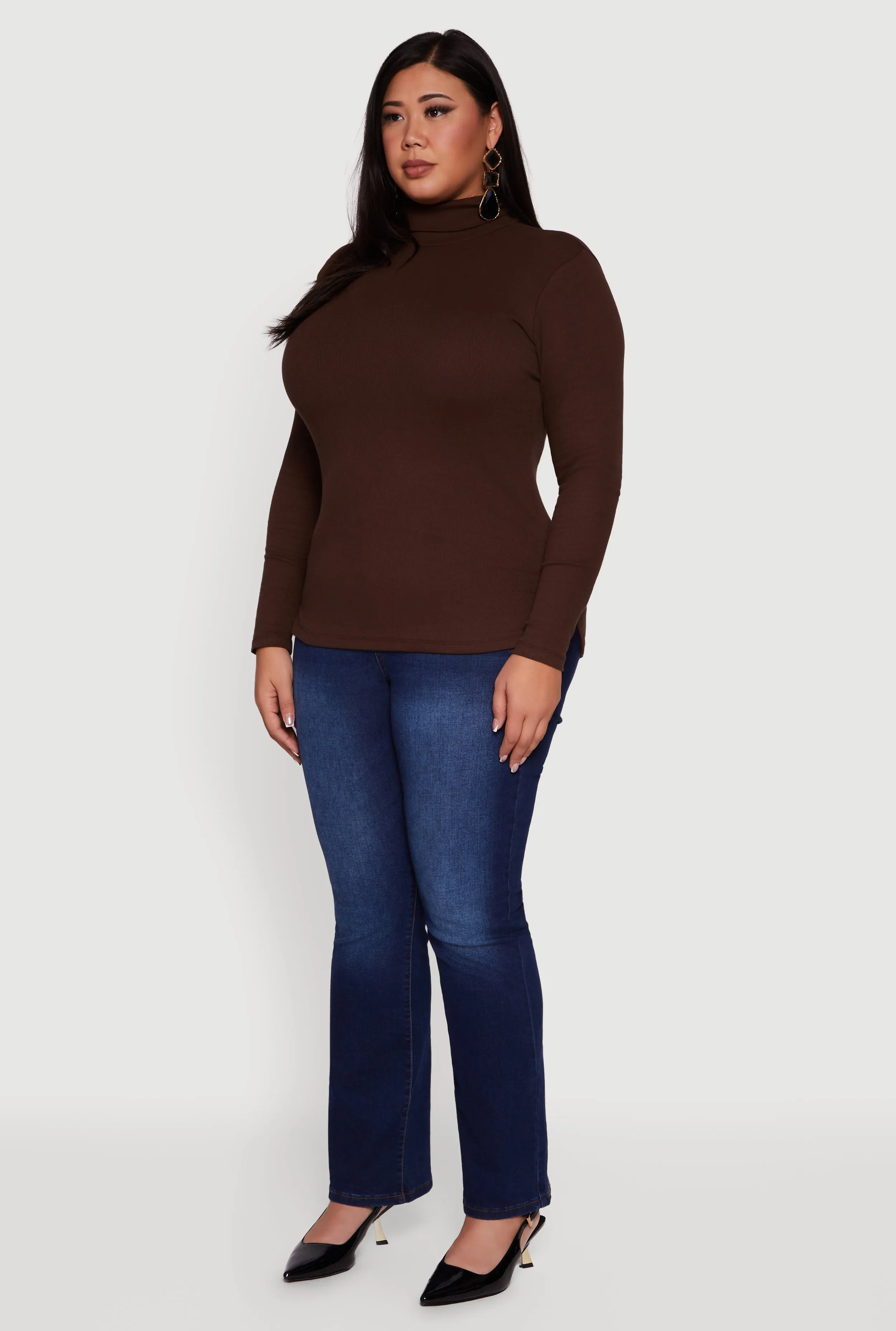 Plus Size Ribbed Knit Turtleneck Long Sleeve Top sold by Rainbow product image thumbnail 5